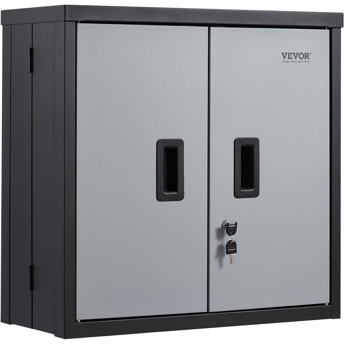 Foldable Wall Cabinet, Metal Garage Cabinet Wall Mounted 26" Small Cabinet 240 LBS Loading Capacity Adjustable Shelf Magnetic Door File Locker for Garage Office Home Black