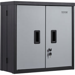 Foldable Wall Cabinet, Metal Garage Cabinet Wall Mounted 26" Small Cabinet 240 LBS Loading Capacity Adjustable Shelf Magnetic Door File Locker for Garage Office Home Black