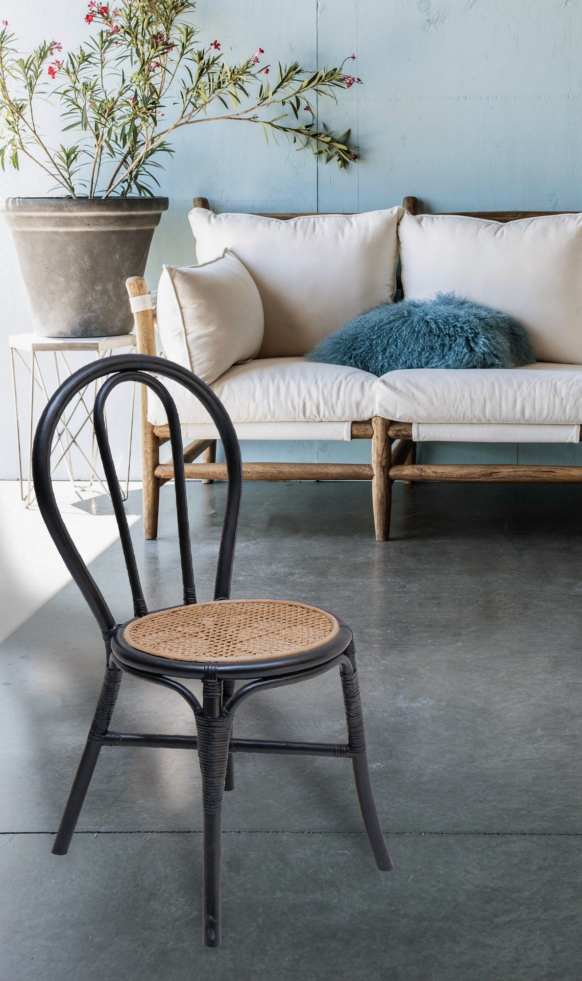 Set of 2, 15.5x20.5x35.5" Black Rattan Dining Chair