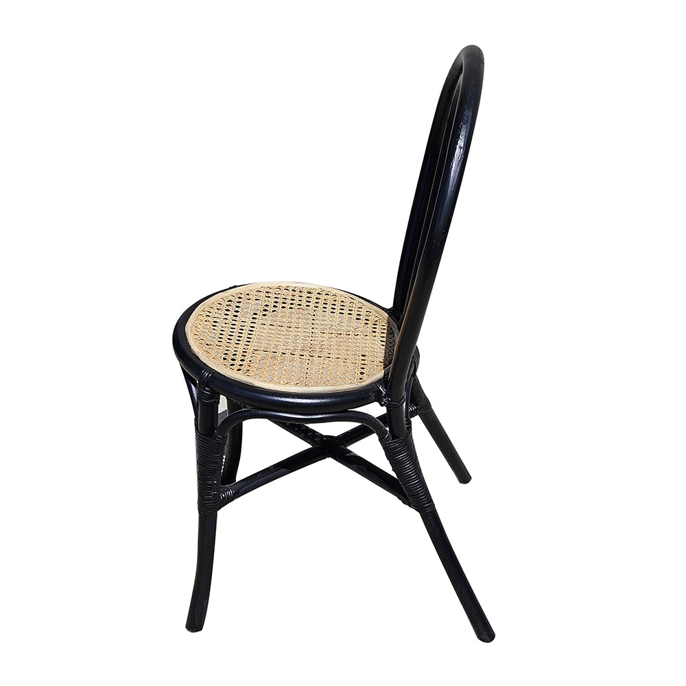 Set of 2, 15.5x20.5x35.5" Black Rattan Dining Chair