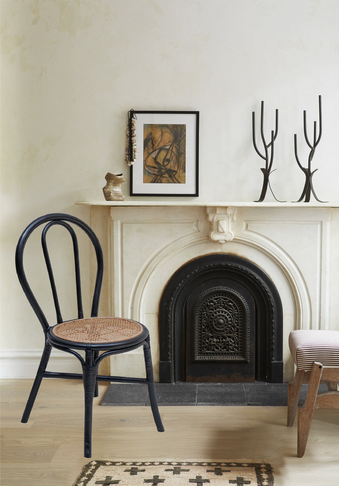 Set of 2, 15.5x20.5x35.5" Black Rattan Dining Chair