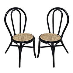 Set of 2, 15.5x20.5x35.5" Black Rattan Dining Chair