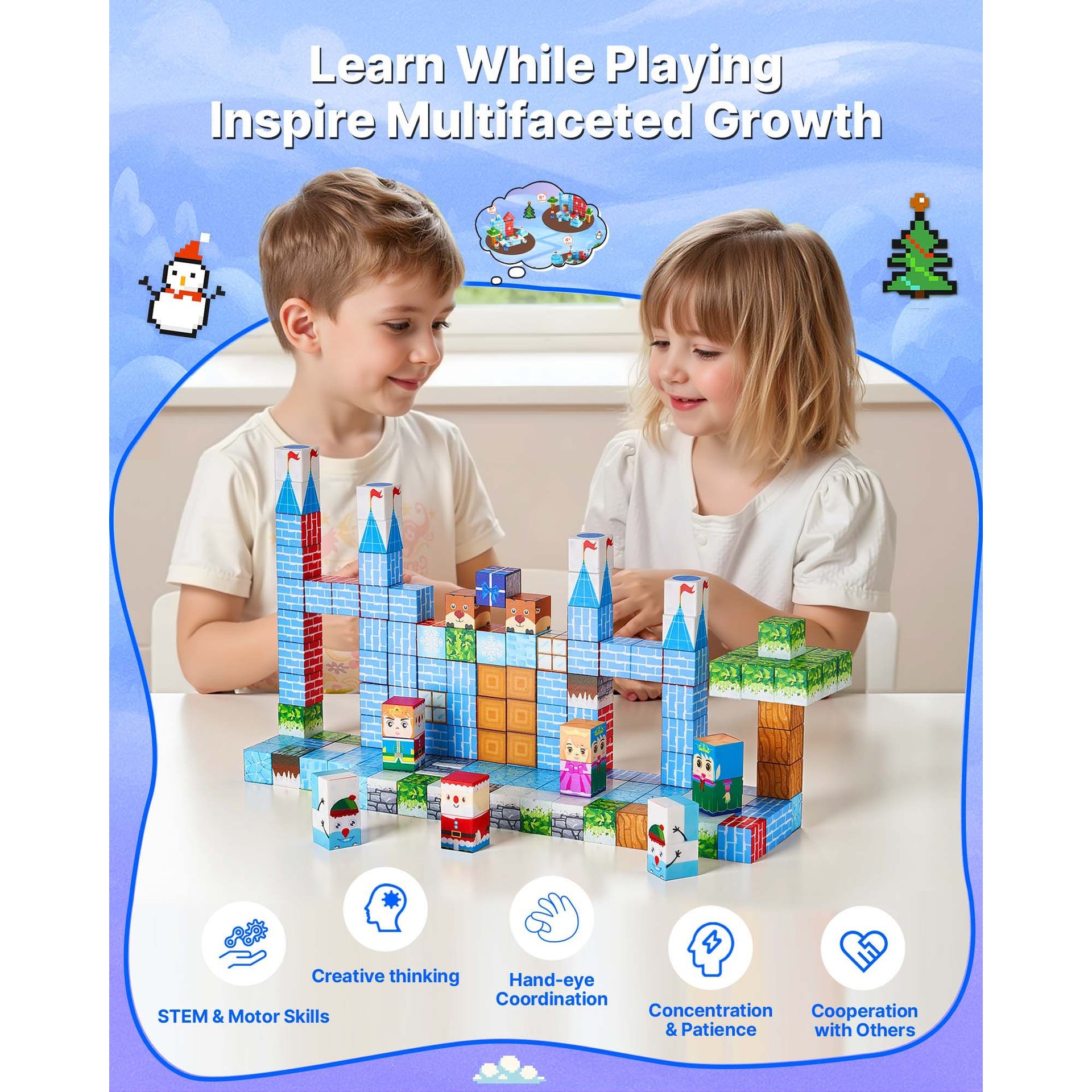 Magnetic Blocks 150 PCS Glacier Castle Set STEM Montessori Sensory Toys