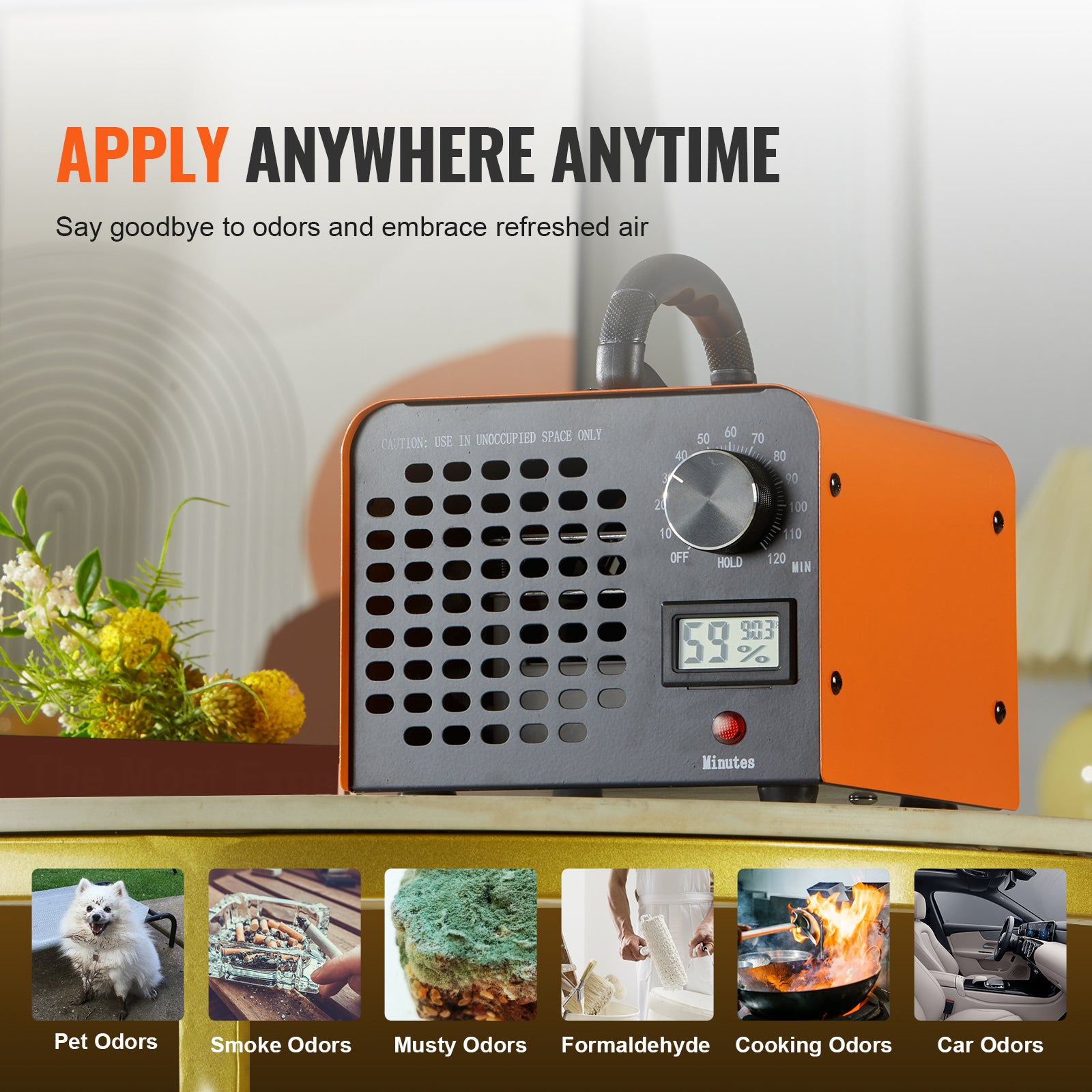 Ozone Generator, 12000mg/h Ozone Machine Odor Remover, High Capacity Commercial/Industrial Ozone Generator Machine, Home Air Ionizers Deodorizer with 0-120 min Time Setting for Rooms, Cars, Pets
