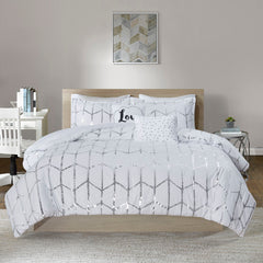 Full/Queen Metallic Printed Comforter Set