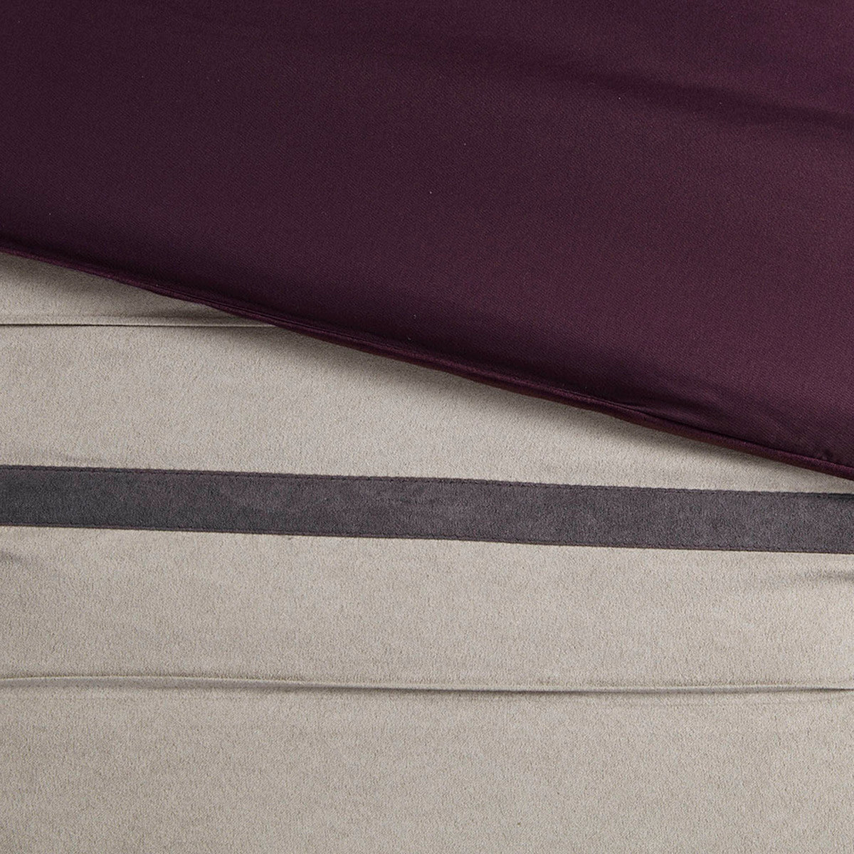 7 PC Pieced Faux Suede Comforter Set Purple Queen