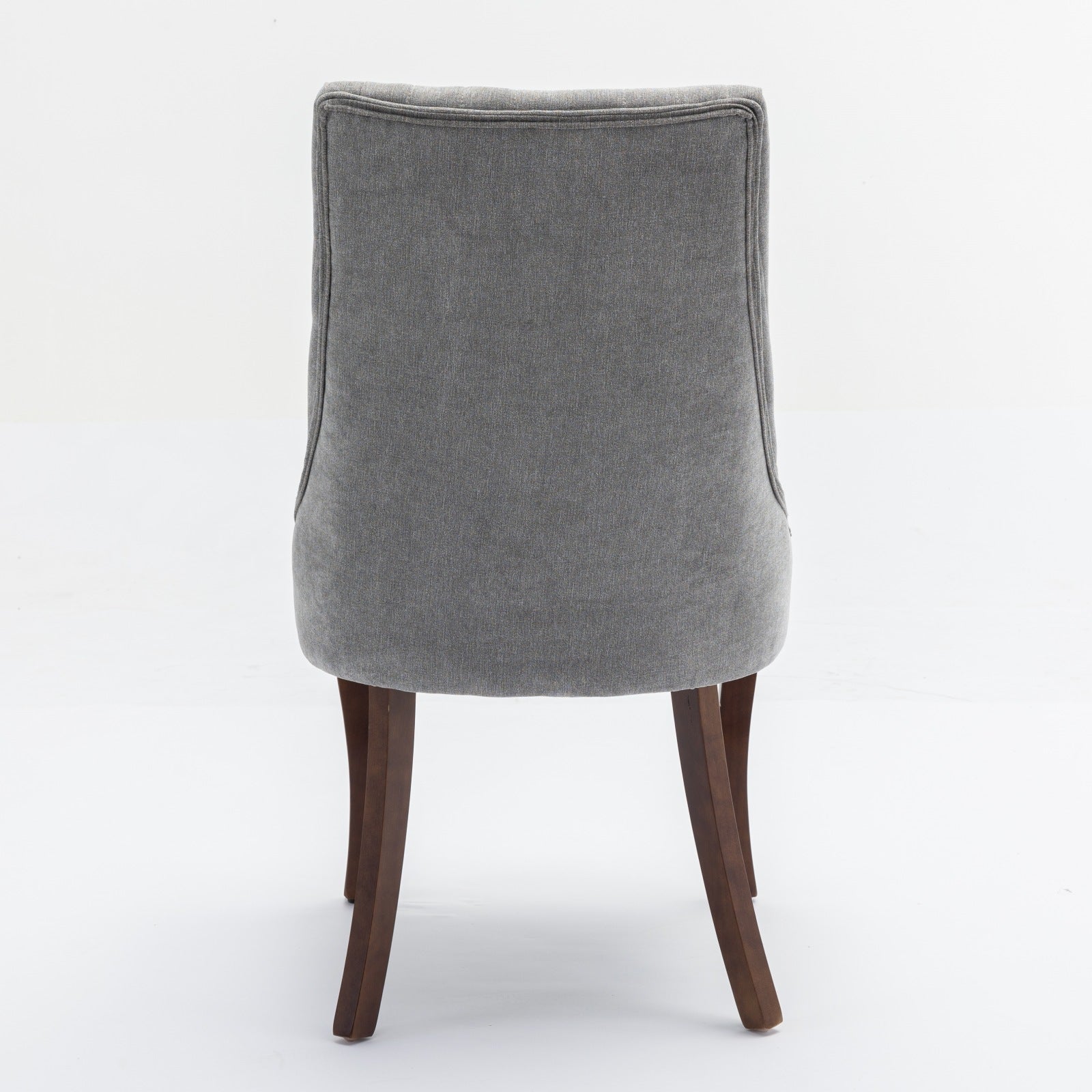 Rayon Cloth Flocking Linen Dining Chairs Channel Kitchen Dinner Chair Comfy Fabric Upholstered Accent Chair for Dining Room with Curved Solid Wood Legs,Set of 2 (Gray), SW1847GY