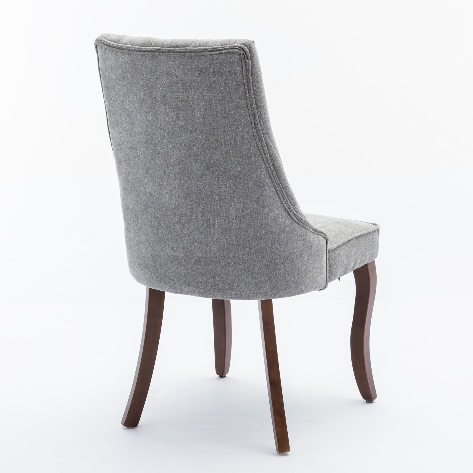 Rayon Cloth Flocking Linen Dining Chairs Channel Kitchen Dinner Chair Comfy Fabric Upholstered Accent Chair for Dining Room with Curved Solid Wood Legs,Set of 2 (Gray), SW1847GY