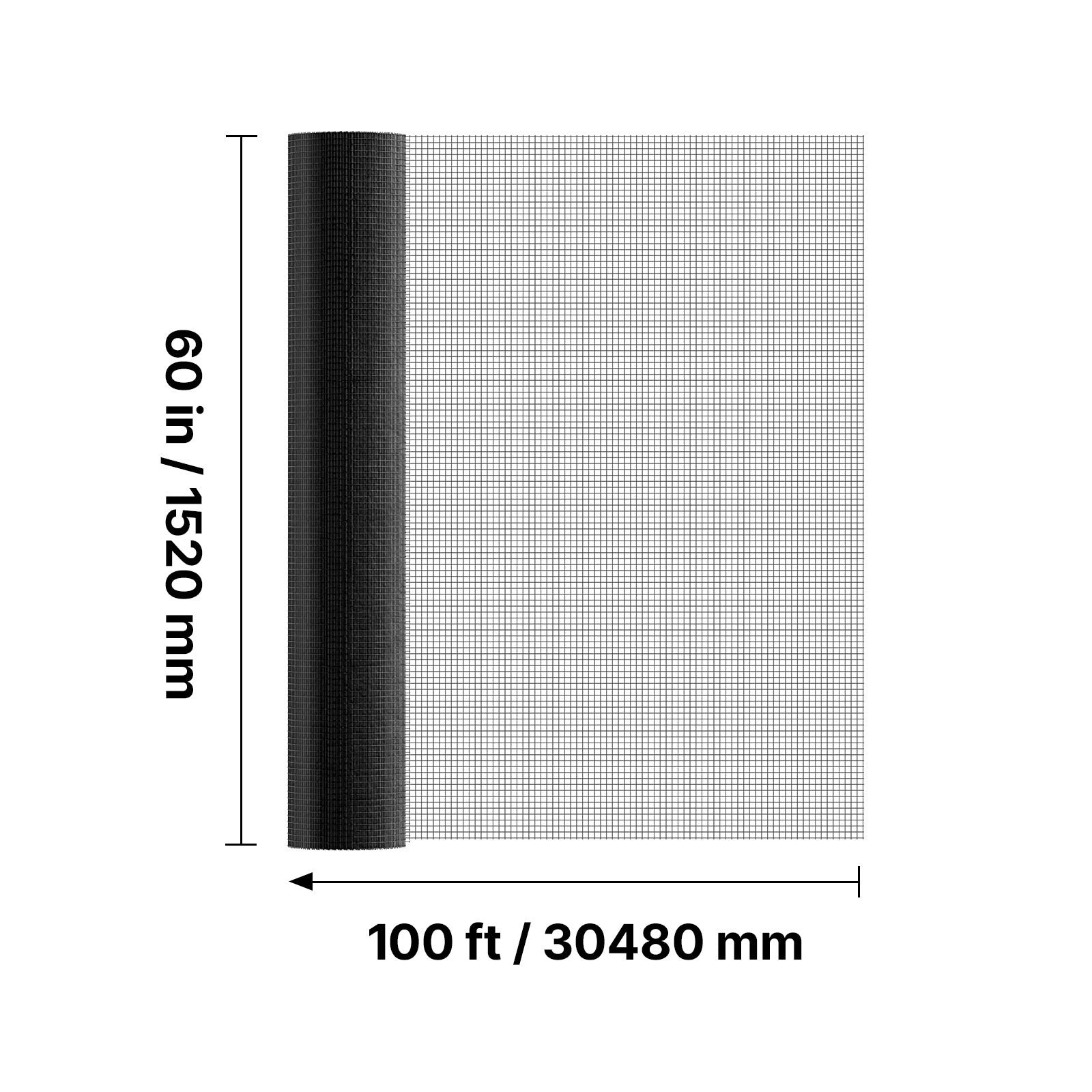 Hardware Cloth 60 in x 100 ft, 1/2 in 19 Gauge Galvanized Wire Mesh Roll, Weather-Resistant Vinyl Coated Chicken Wire Fencing, Heavy Duty Welded Garden Plant Fencing for Rabbit Cage Snake Fence