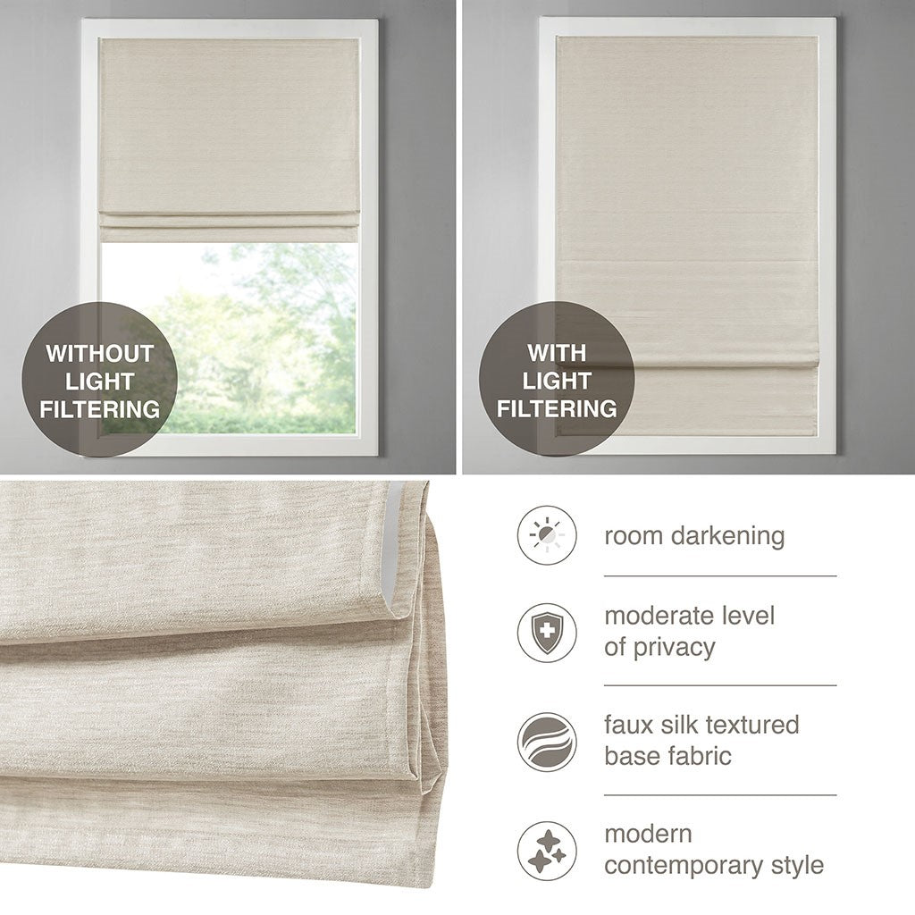Printed Faux Silk Room Darkening Cordless Roman Shade