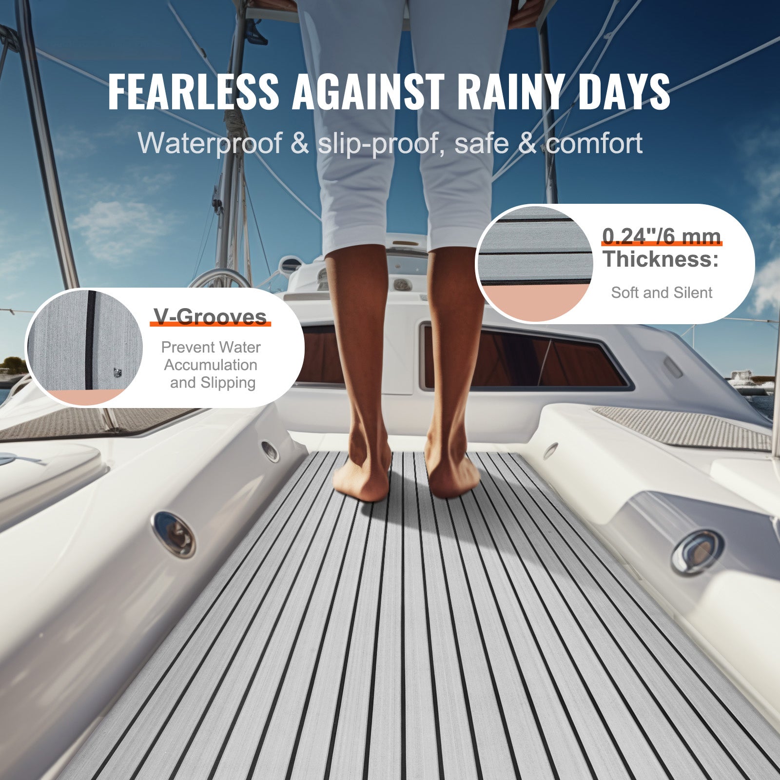 Boat Flooring, EVA Foam Boat Decking 94.5" x 45.7", Non-Slip Self-Adhesive Flooring, 29.9 sq.ft Marine Carpet for Boats, Yacht, Pontoon, Kayak Decking