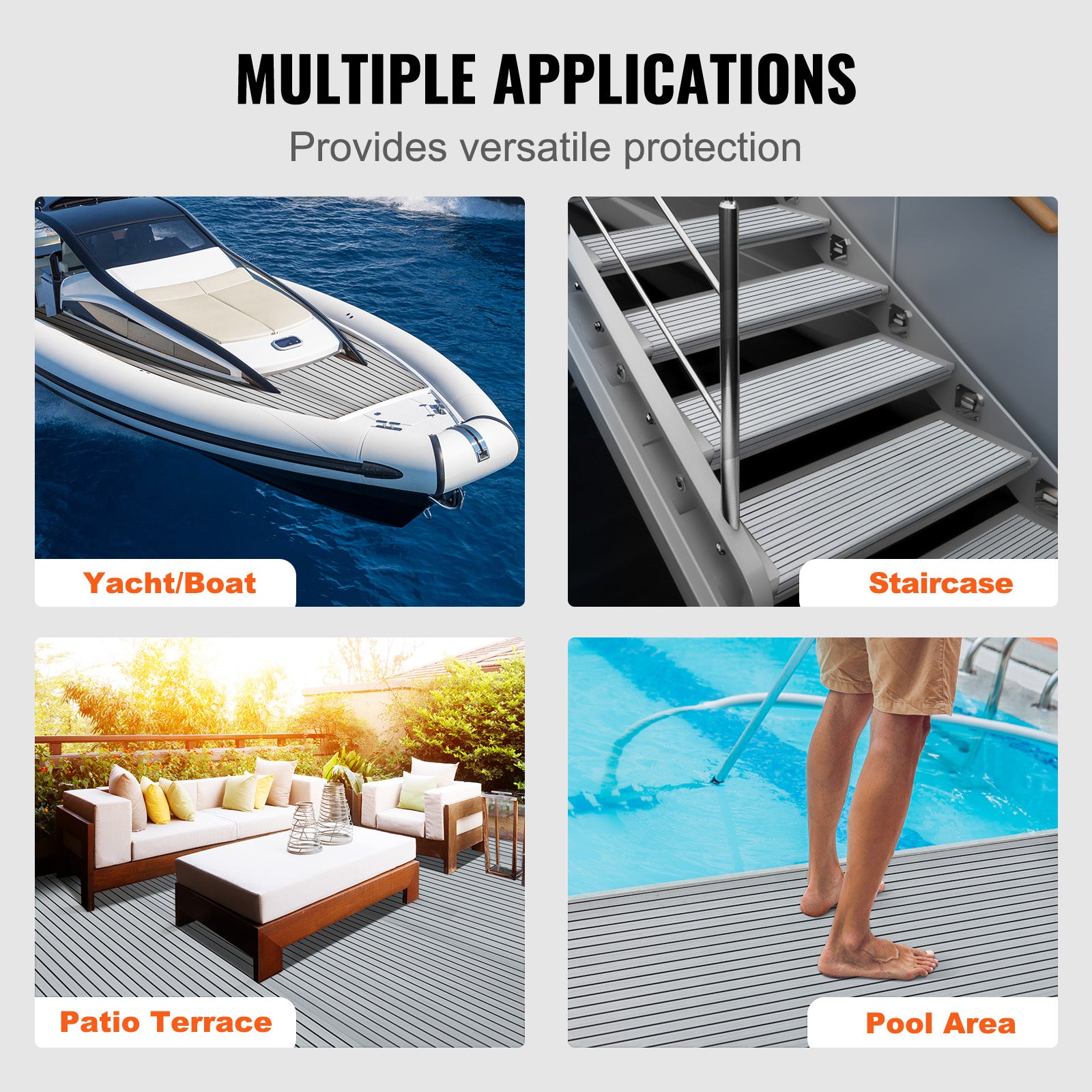 Boat Flooring, EVA Foam Boat Decking 94.5" x 45.7", Non-Slip Self-Adhesive Flooring, 29.9 sq.ft Marine Carpet for Boats, Yacht, Pontoon, Kayak Decking