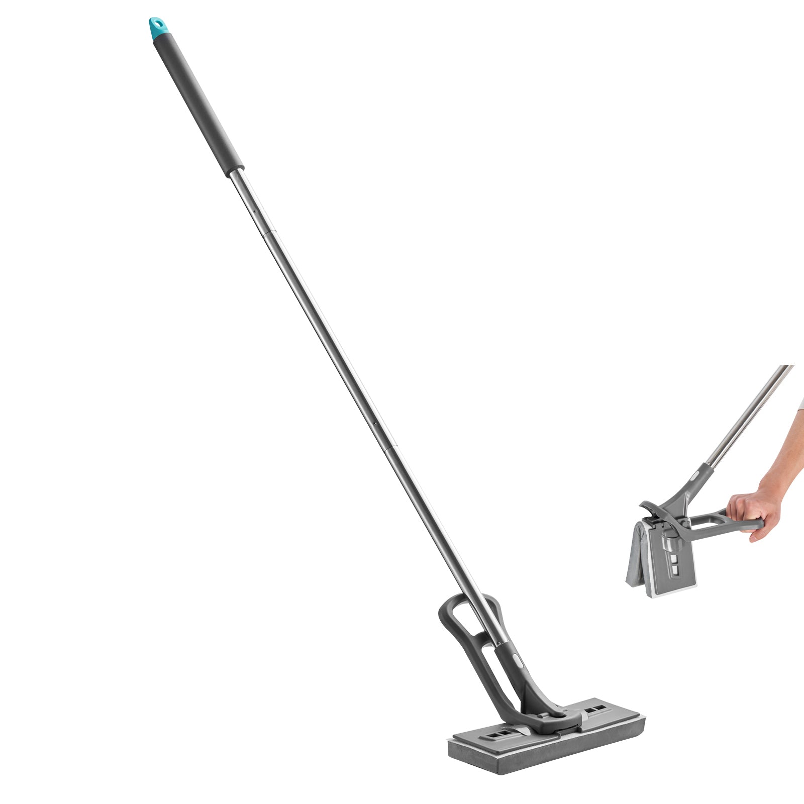 High-Density PU Sponge Mop, Comes with 1 Replacement Head, Easy to Wring, Hook-and-Loop Fastener for Quick Change, Suitable for Cleaning Various Floors