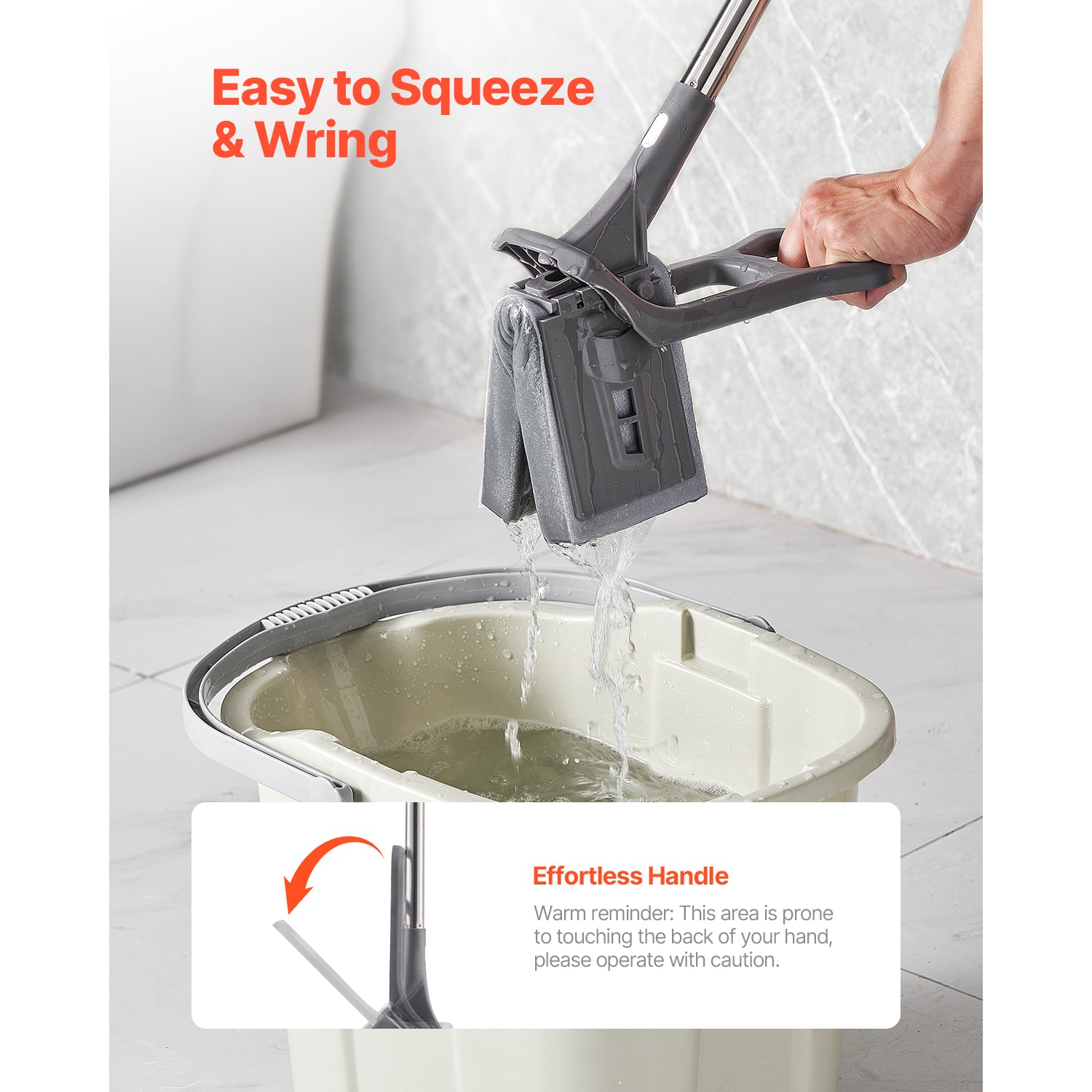 High-Density PU Sponge Mop, Comes with 1 Replacement Head, Easy to Wring, Hook-and-Loop Fastener for Quick Change, Suitable for Cleaning Various Floors