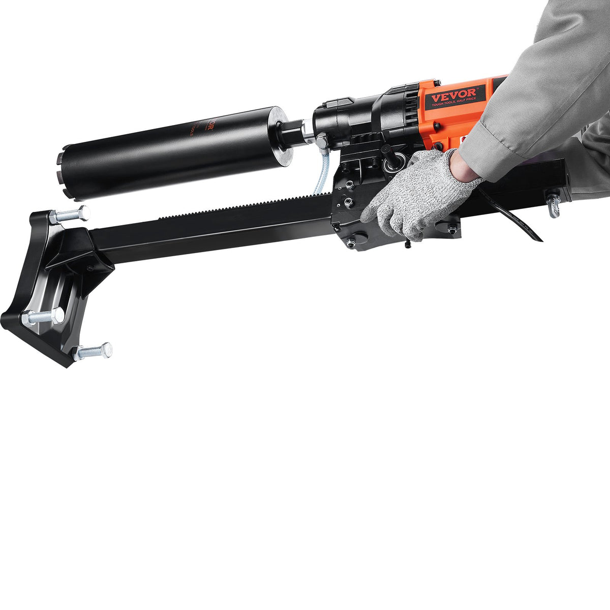 Diamond Core Drilling Machine, 8in Wet&Dry Concrete Core Drill Rig with Stand, 750RPM Speed & 1-1/4" 5/8" Thread & Lifting Handle, 8in Drilling Diameter for Concrete Brick Block Stone, 2500W