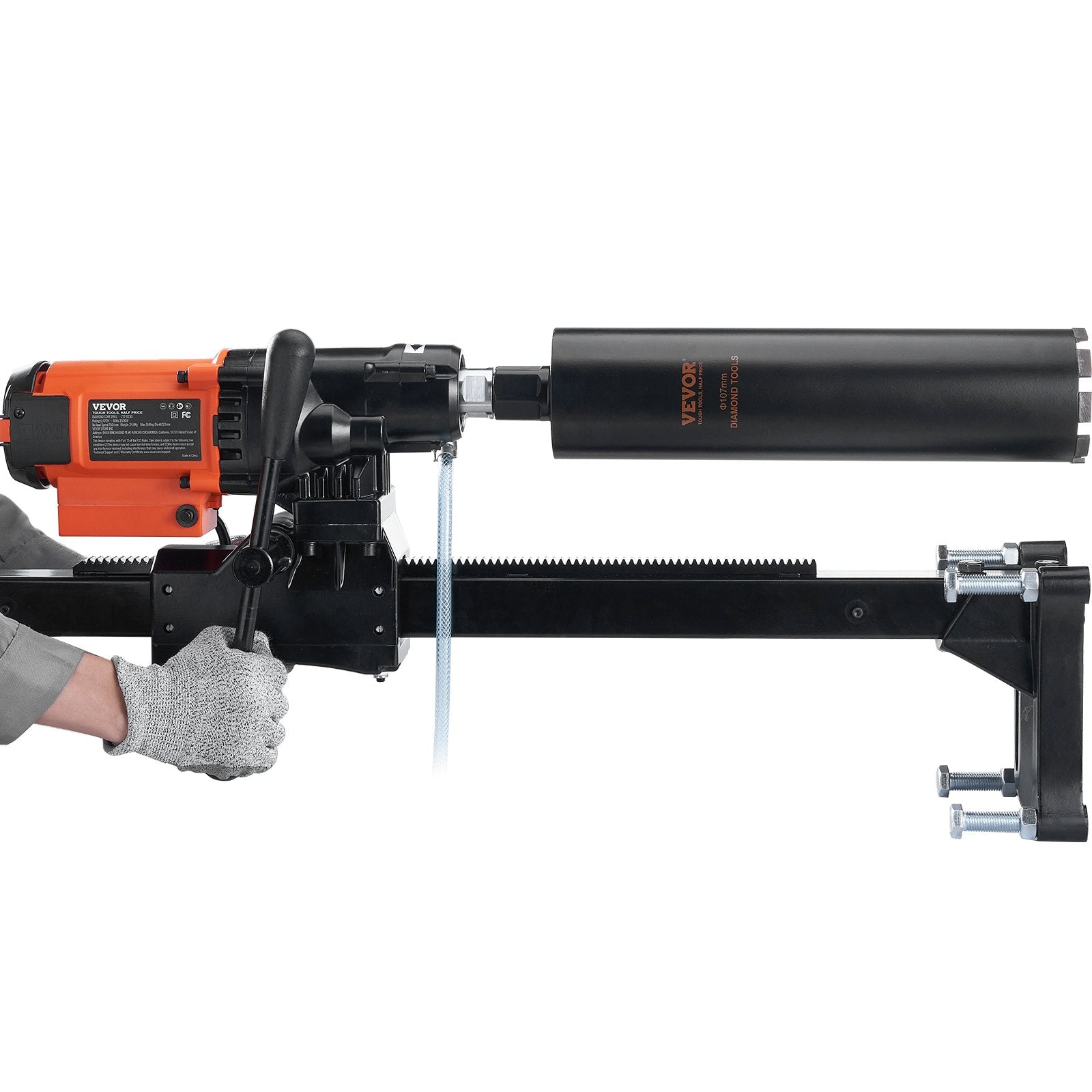 Diamond Core Drilling Machine, 8in Wet&Dry Concrete Core Drill Rig with Stand, 750RPM Speed & 1-1/4" 5/8" Thread & Lifting Handle, 8in Drilling Diameter for Concrete Brick Block Stone, 2500W