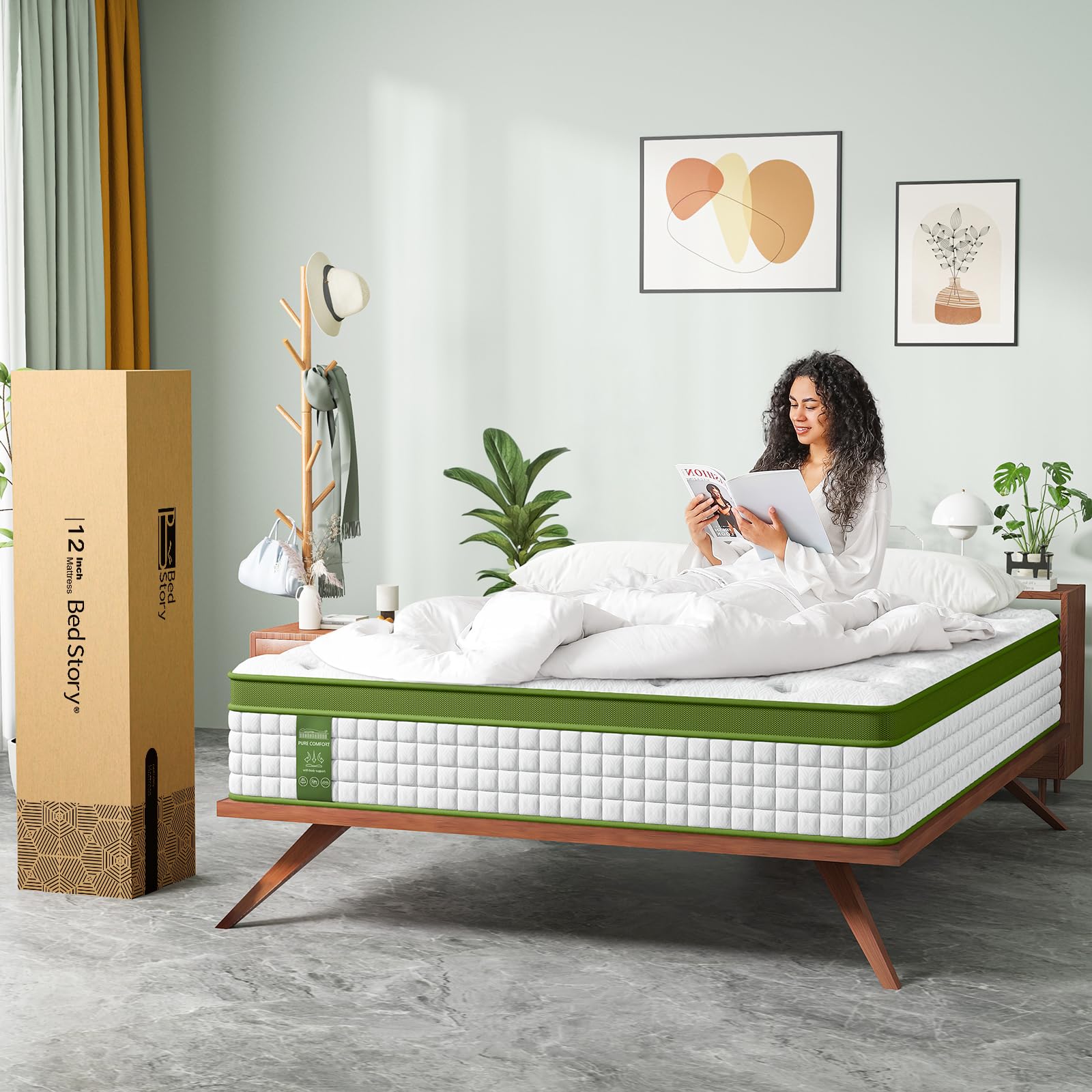 14 Inch Queen Size Hybrid Mattress in a Box with Gel Memory Foam and Pocket Springs, Pressure Relief & Motion Isolation, CertiPUR-Us Certified, Assembled in USA