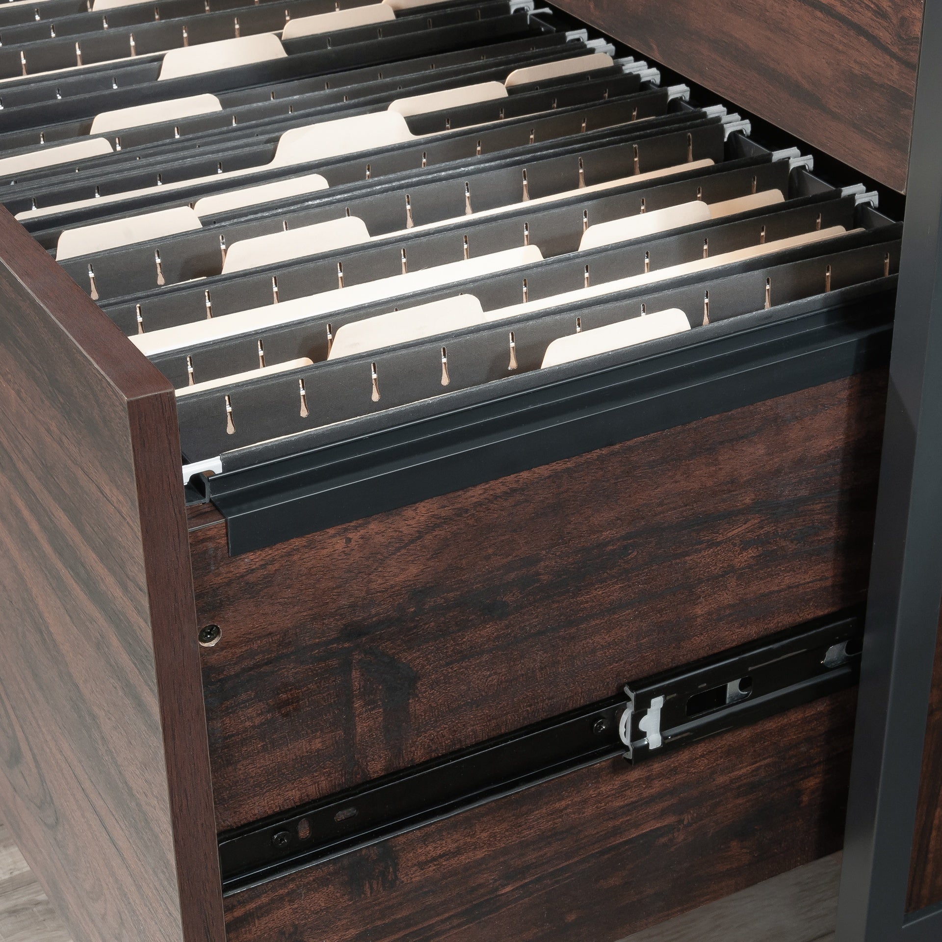 Lateral File with Full-Extension Slides, Dark Walnut finish