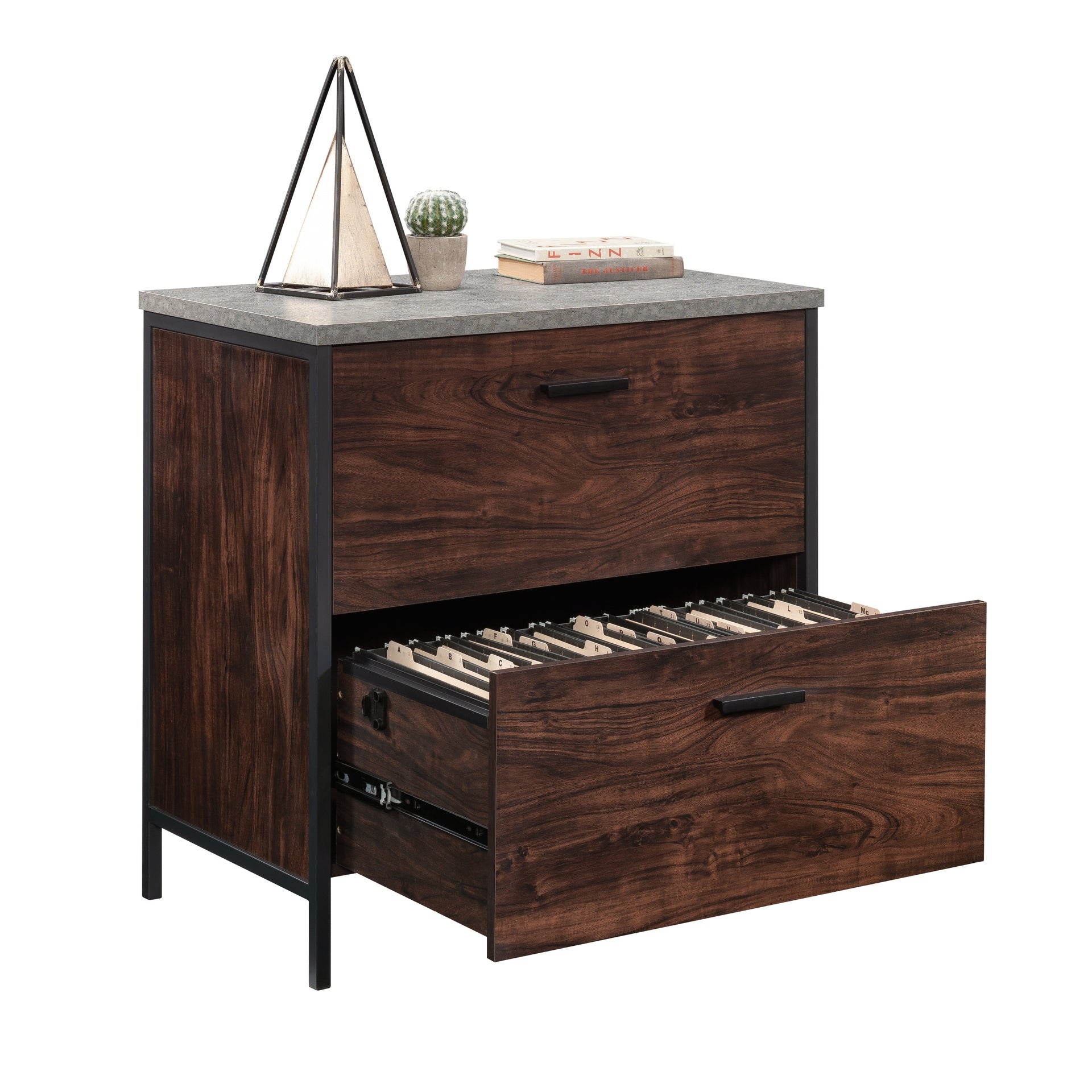 Lateral File with Full-Extension Slides, Dark Walnut finish