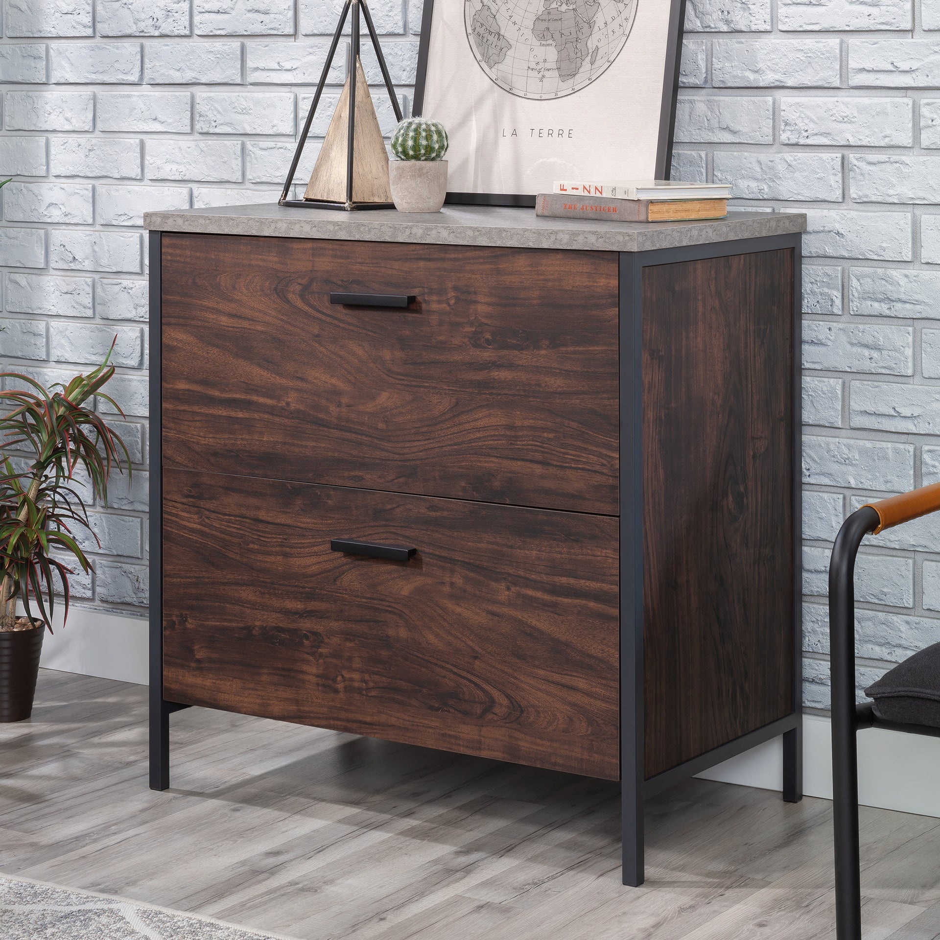 Lateral File with Full-Extension Slides, Dark Walnut finish