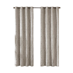 Knitted Jacquard Damask Total Blackout Grommet Top Curtain Panel(Only 1 Pc Panel)