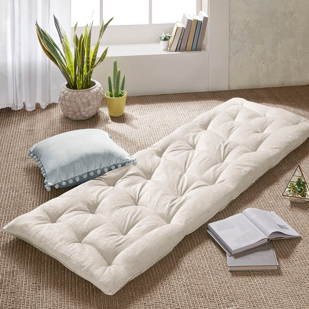 Poly Chenille Lounge Floor Pillow Cushion Ivory 27" x 74"