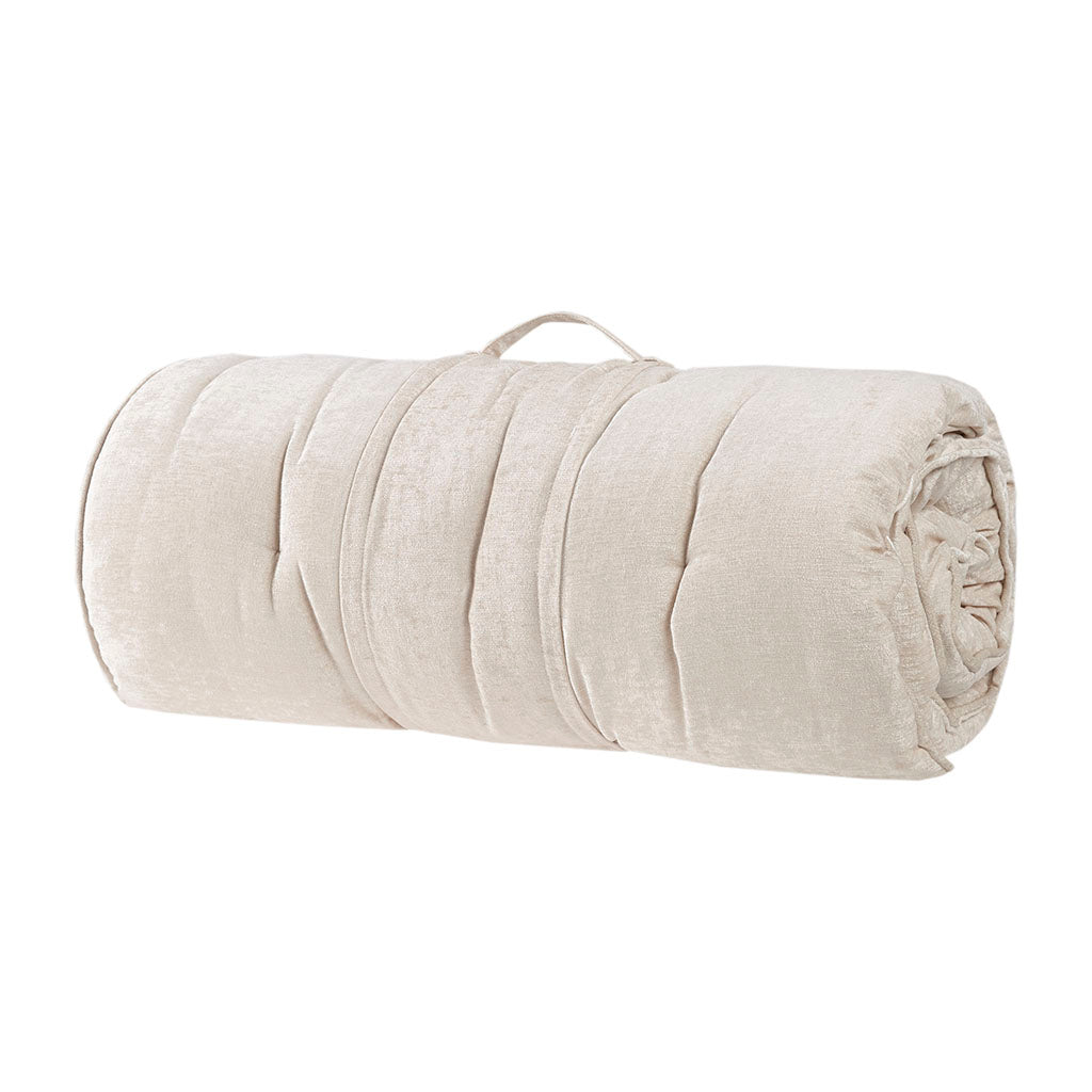 Poly Chenille Lounge Floor Pillow Cushion Ivory 27" x 74"