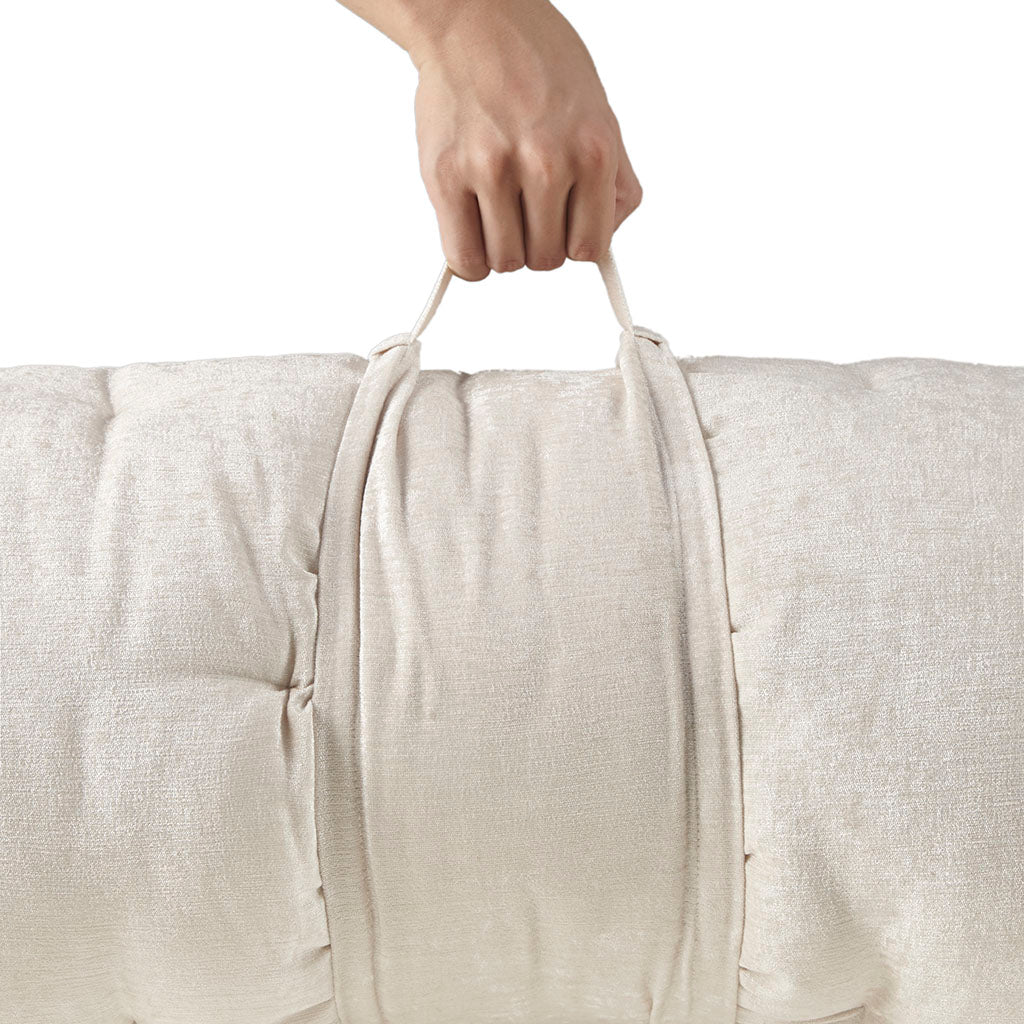Poly Chenille Lounge Floor Pillow Cushion Ivory 27" x 74"