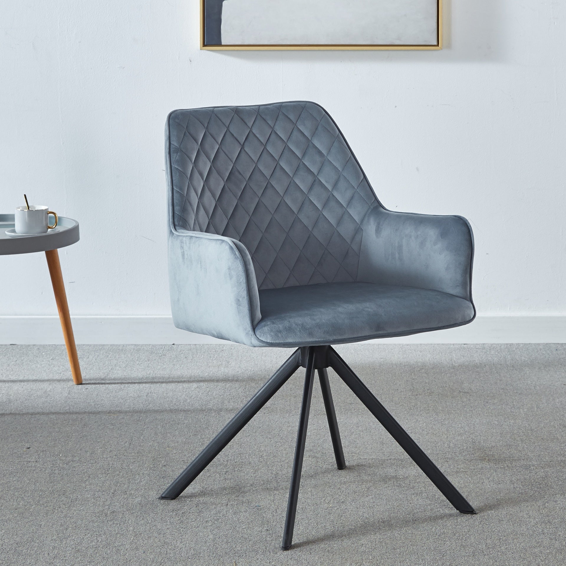 Modern Desk Chair no Wheel, Ergonomic Office Chair Home Office Upholstered Chair,  Computer Chair for Bedroom, Reception Room, Living Room With Metal Legs