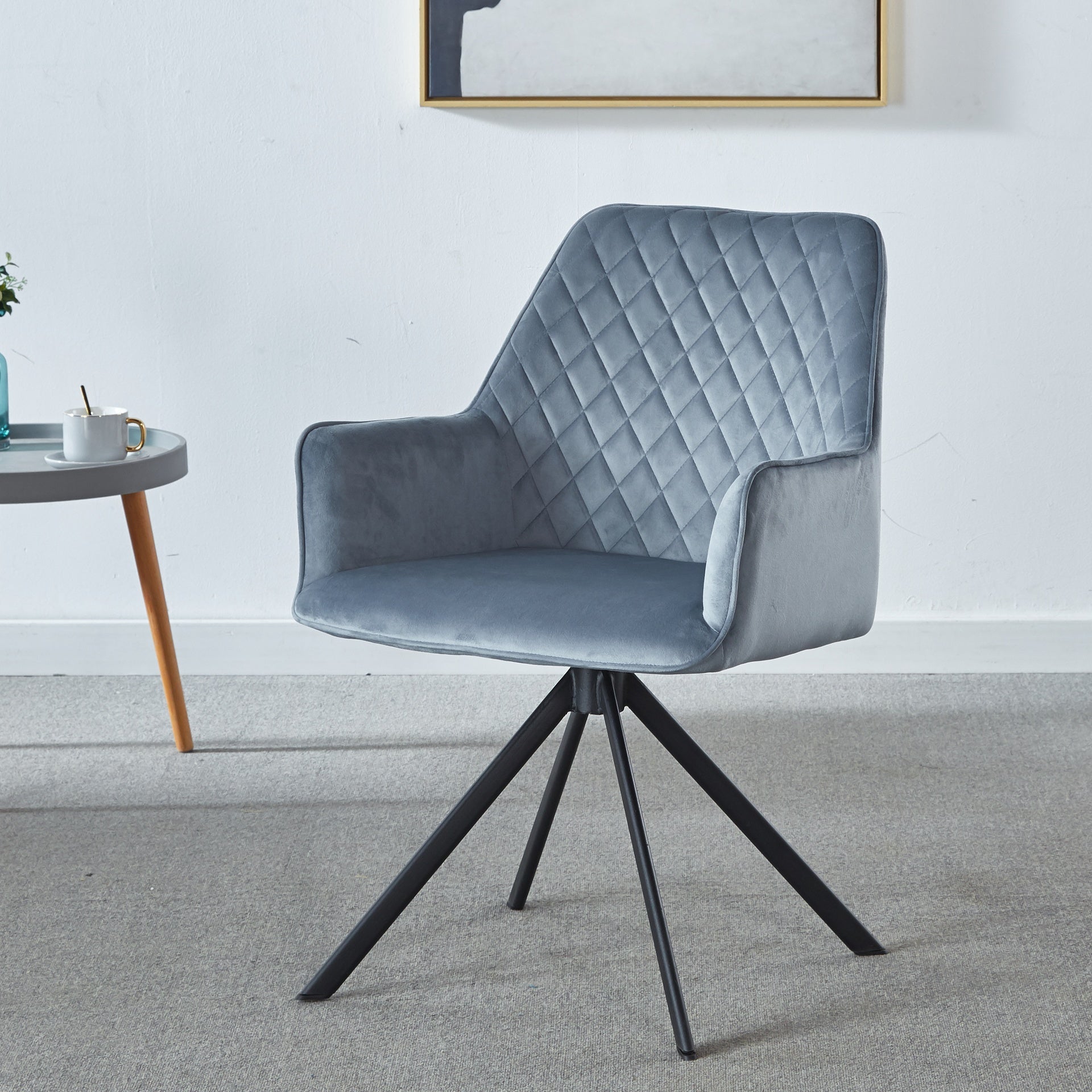 Modern Desk Chair no Wheel, Ergonomic Office Chair Home Office Upholstered Chair,  Computer Chair for Bedroom, Reception Room, Living Room With Metal Legs