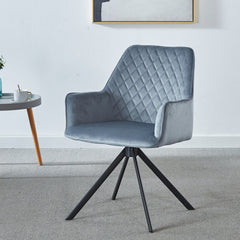 Modern Desk Chair no Wheel, Ergonomic Office Chair Home Office Upholstered Chair,  Computer Chair for Bedroom, Reception Room, Living Room With Metal Legs