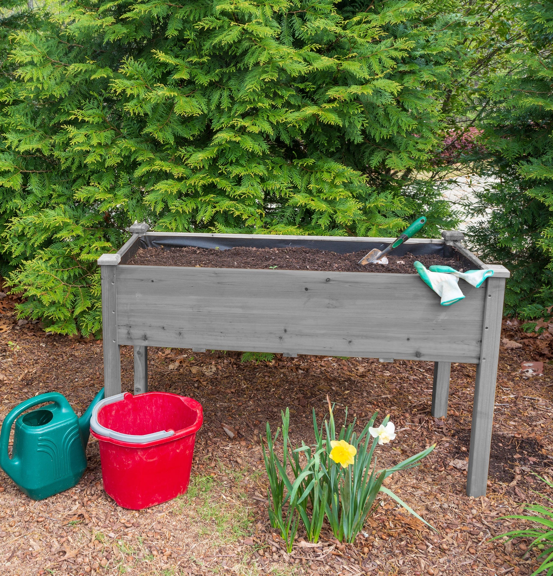 48x24x30 inch Raised Garden Bed with Legs, Elevated Wooden Planter Box for Outdoor Plants Flowers Fruits Vegetable Herb Growing