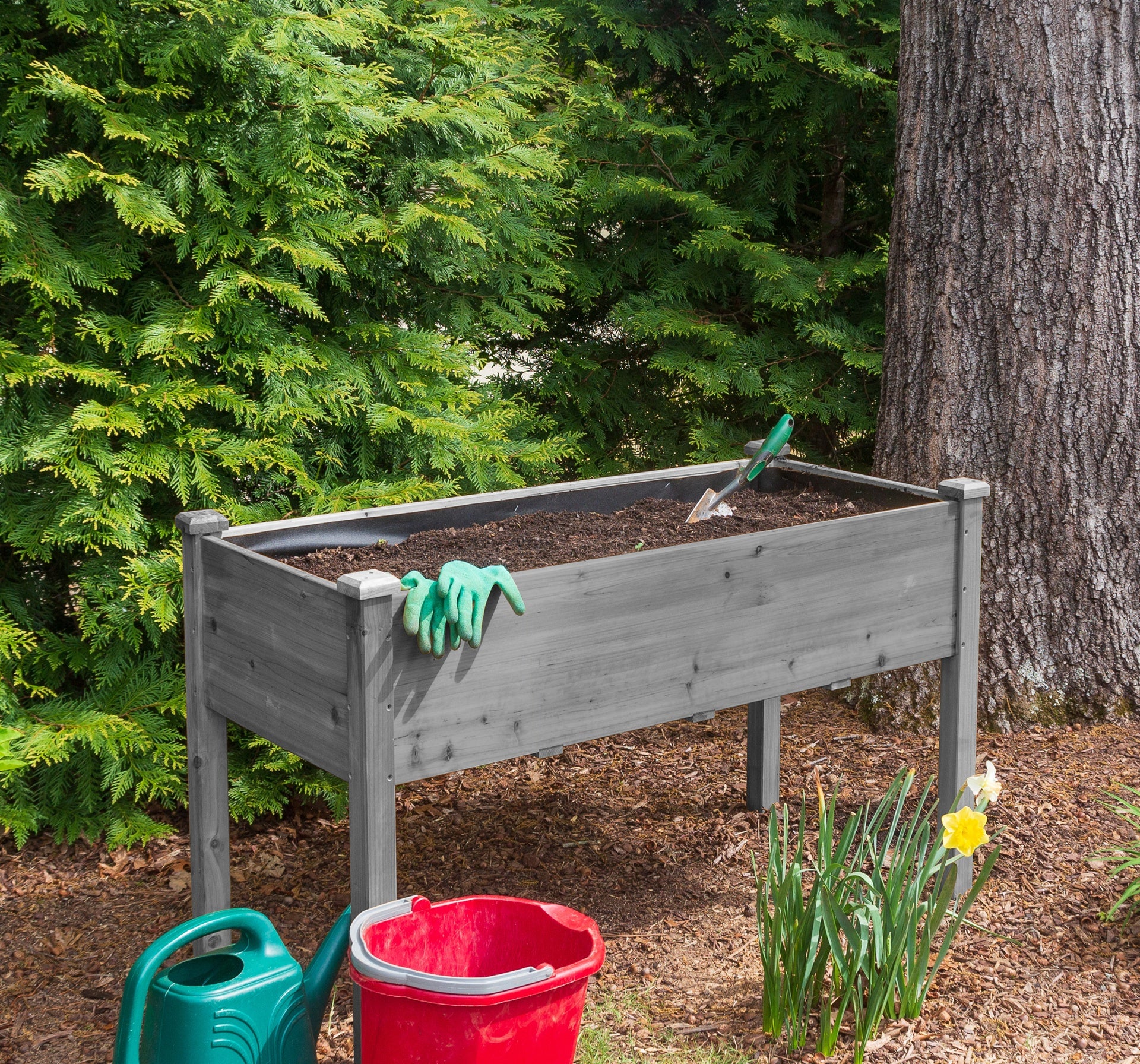 48x24x30 inch Raised Garden Bed with Legs, Elevated Wooden Planter Box for Outdoor Plants Flowers Fruits Vegetable Herb Growing