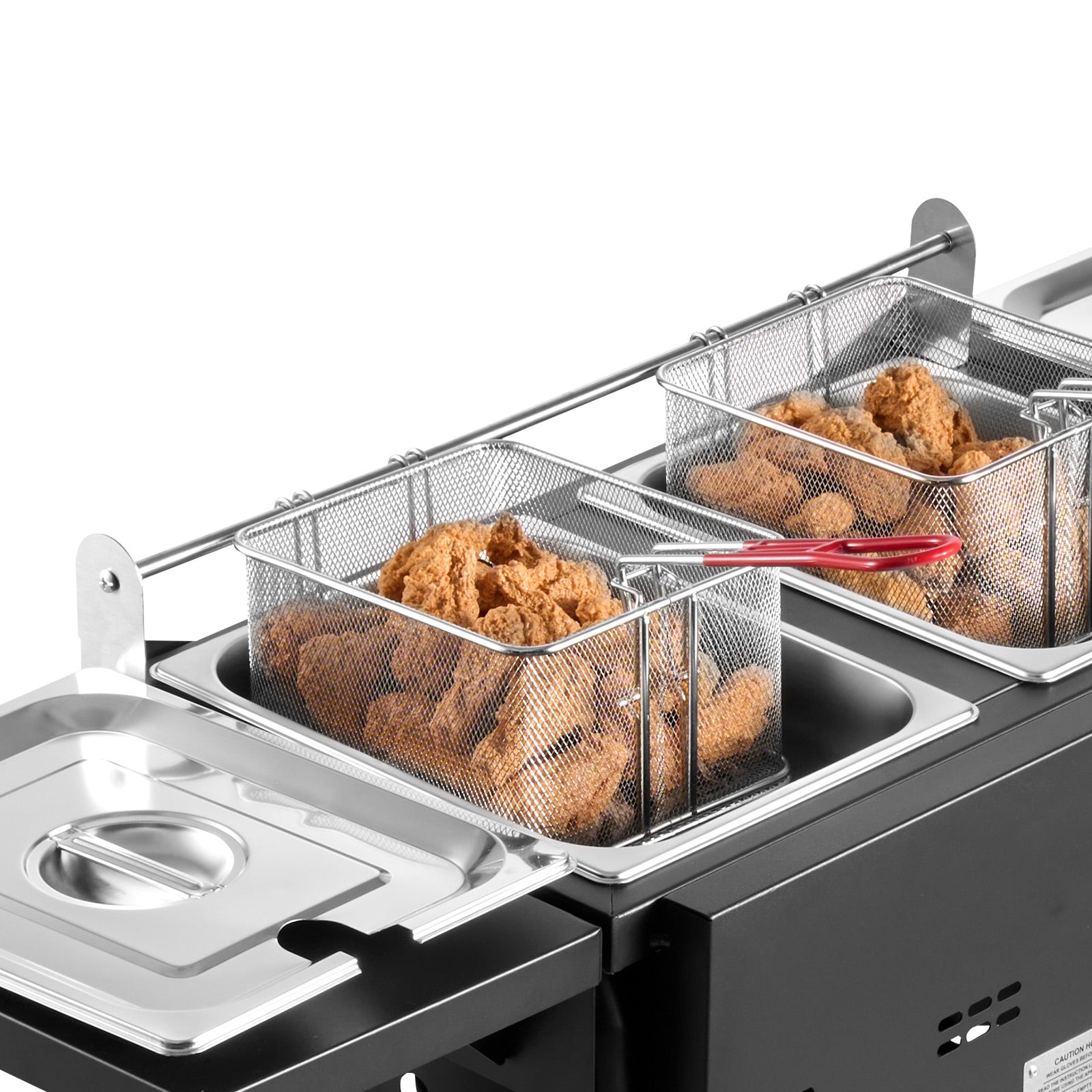 Outdoor Propane Deep Fryer, Dual-Tank 8QTx2 Commercial Fryer, Stainless Steel Cooker with Foldable Platform, Dual Basket, and Heat Adjustment, Floor Standing Fryers for Restaurant Home Snack Bar