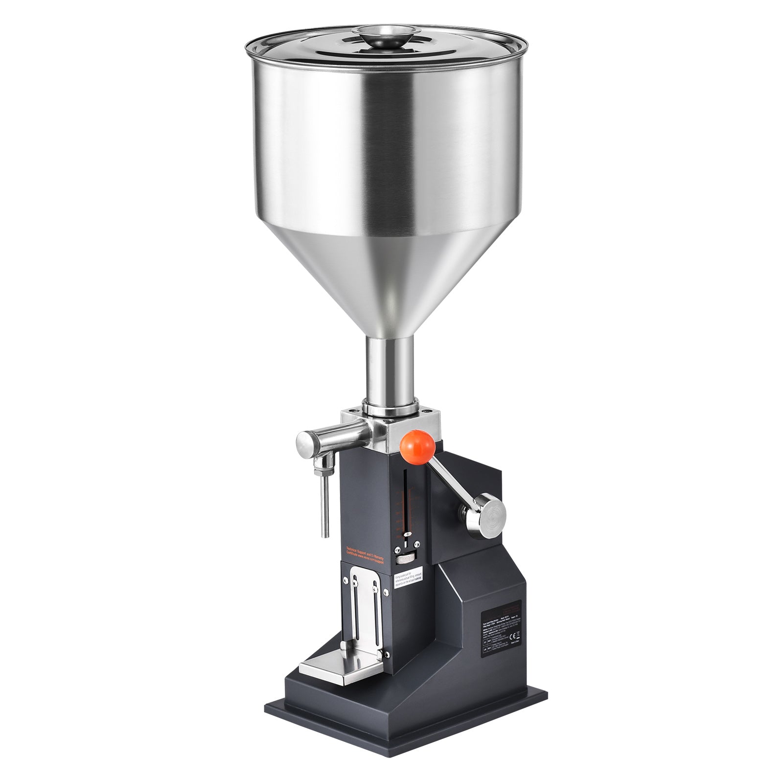Manual Paste Liquid Filling Machine, 5-50ml Bottle Filler, Adjustable Bottle Filling Machine, Stainless Steel Liquid Filler with Hopper for Milk Water Juice Essential Oil Shampoo Cosmetic Honey