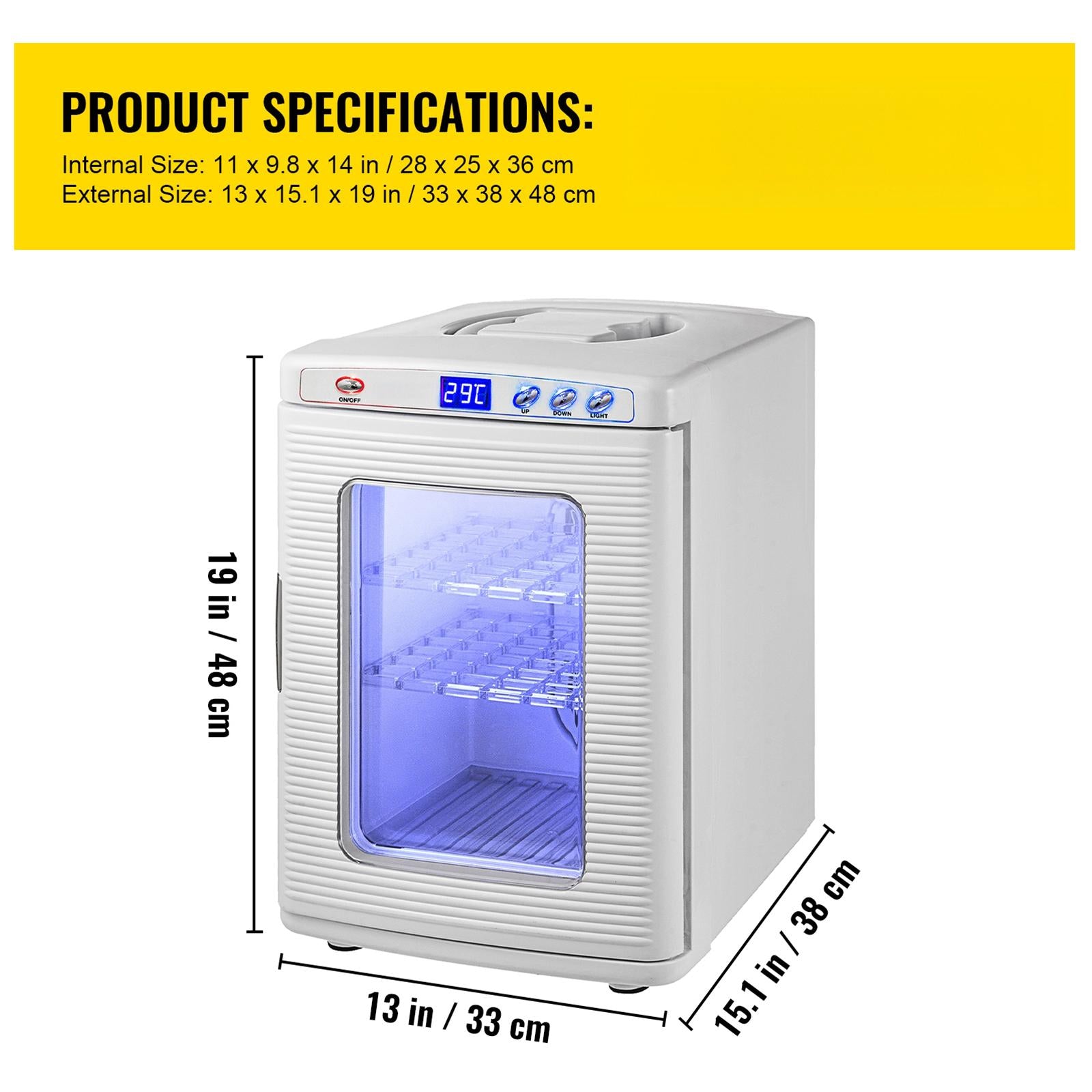 White Reptile Incubator 25L Scientific Lab Incubator Digital Incubator Cooling and Heating 5-42°C Reptile Egg Incubator 12V/110V Work for Small Reptiles