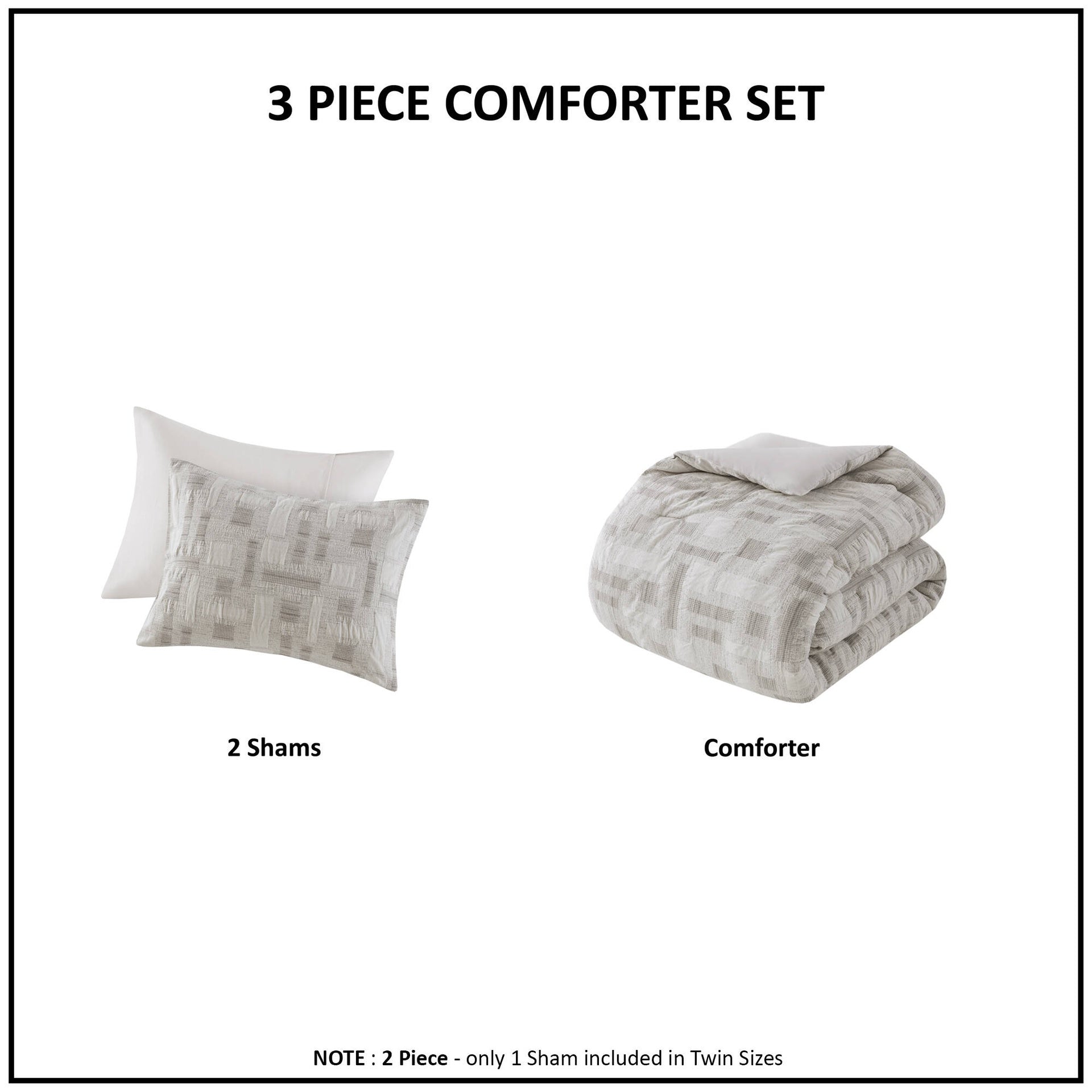 3 Piece Cotton Jacquard Comforter Set-Full/Queen