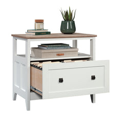 Lateral File with Large Drawer, White finish