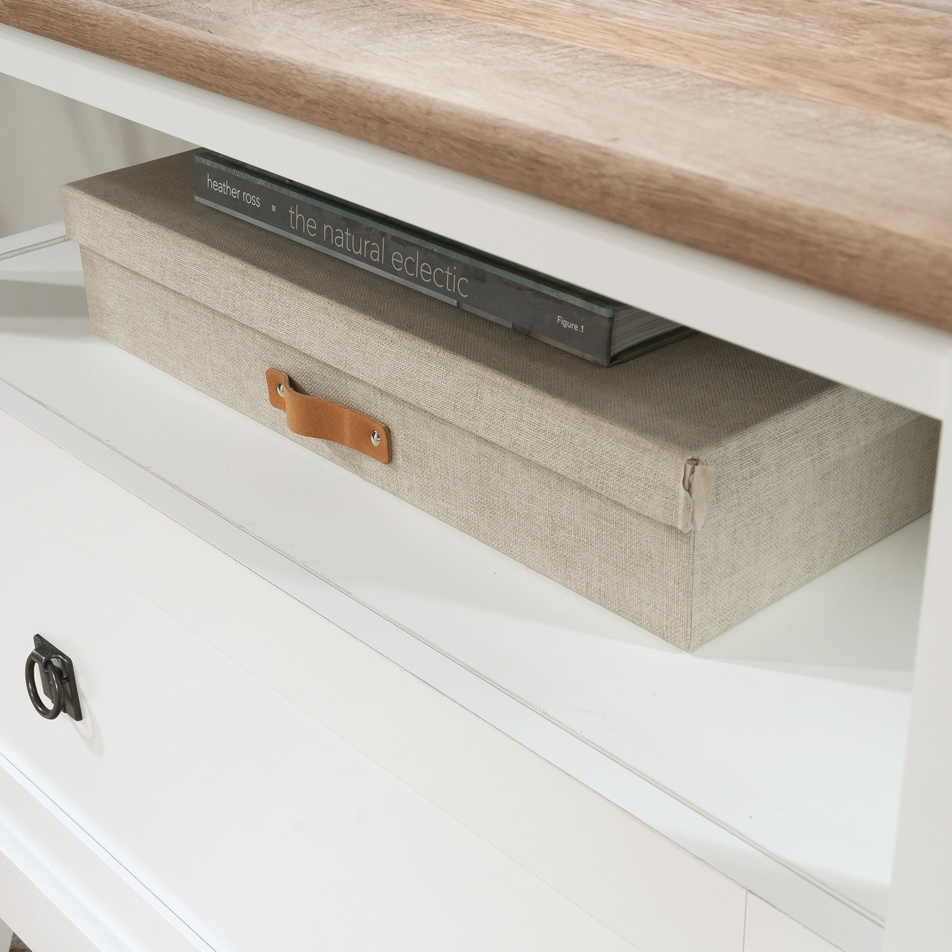 Lateral File with Large Drawer, White finish