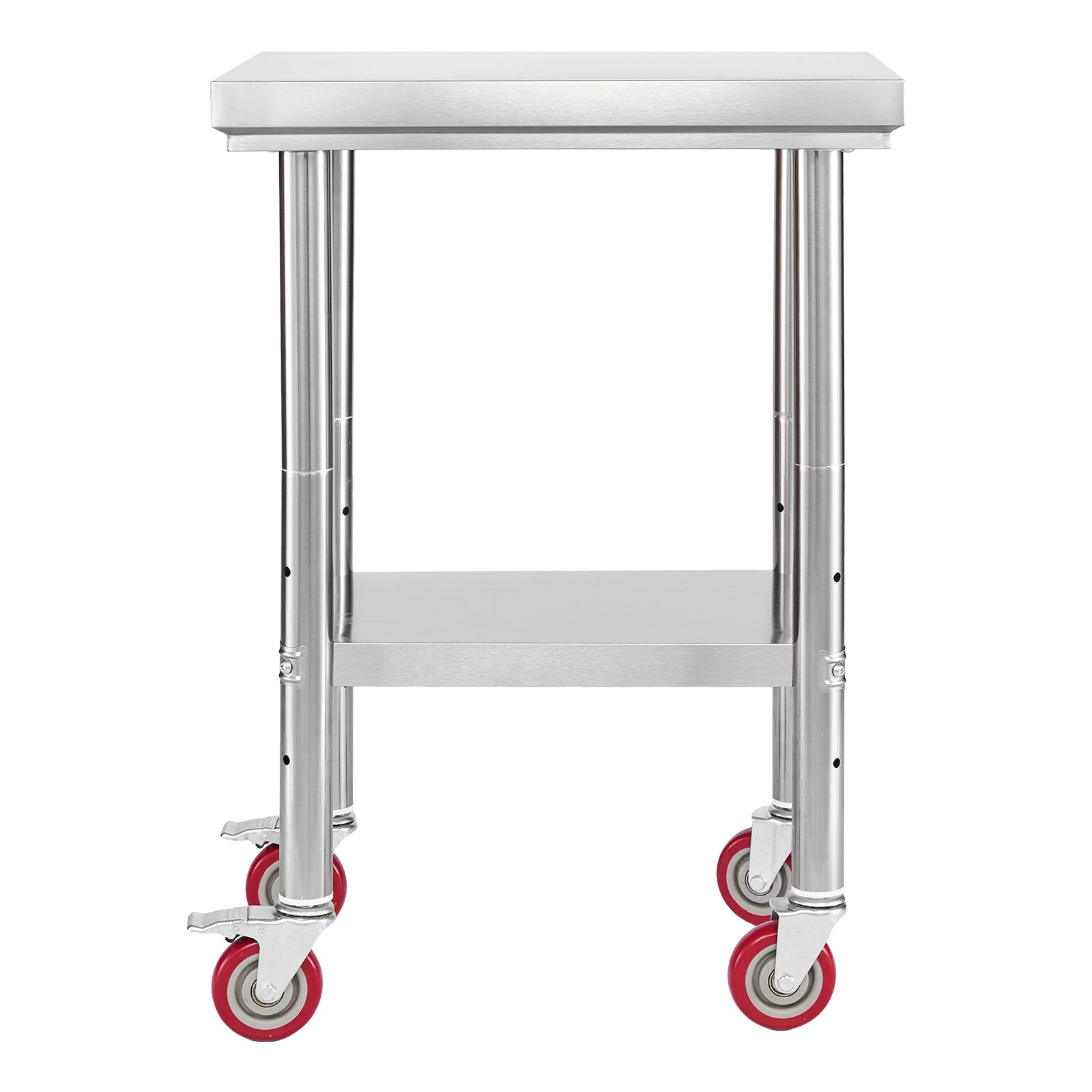 Stainless Steel Table, 24 x 18 Inches Food Prep Worktable with Wheels, Kitchen Prep Table with Adjustable Undershelf Workstations for Commercial Kitchen, Restaurant, Hotel and Garage, Outdoor