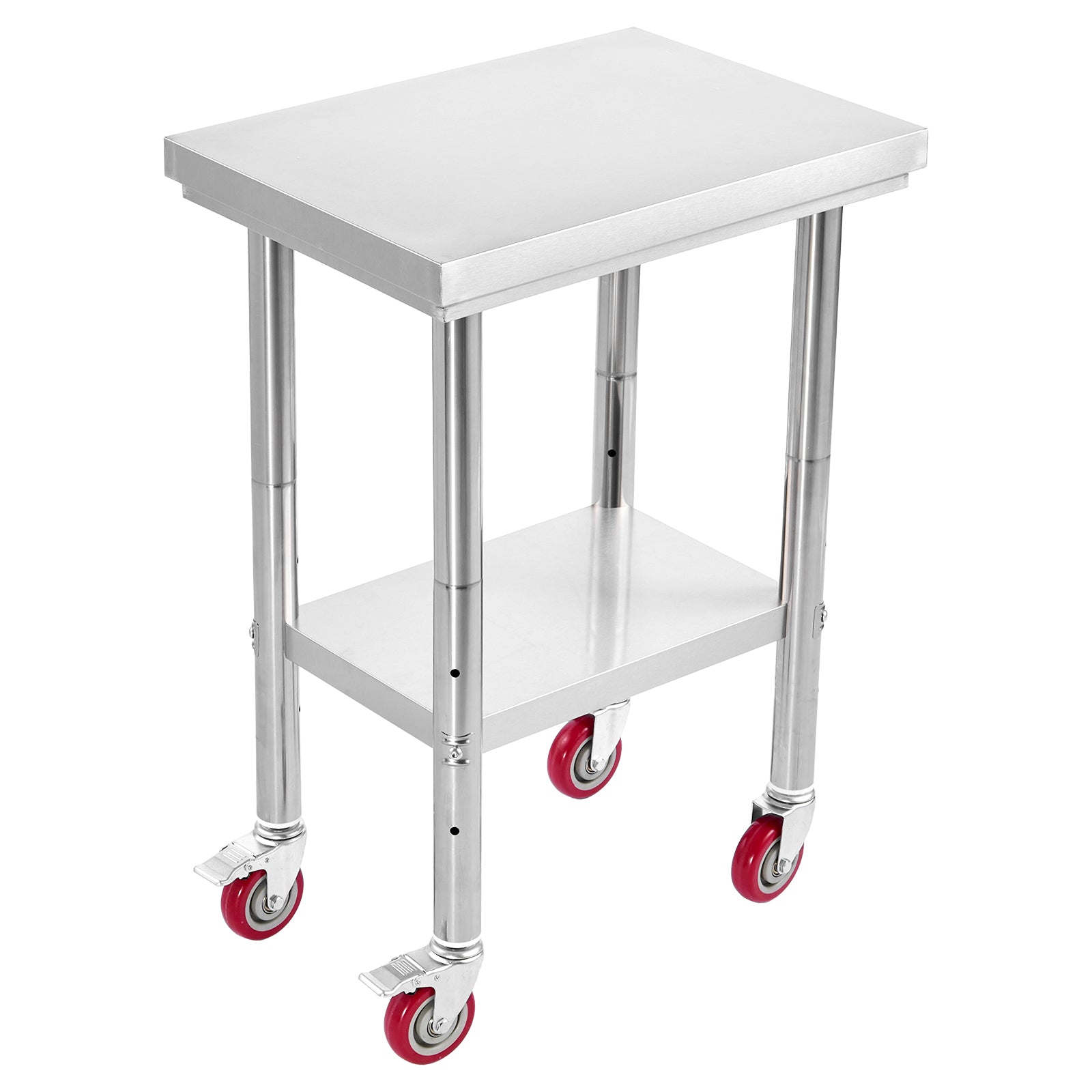 Stainless Steel Table, 24 x 18 Inches Food Prep Worktable with Wheels, Kitchen Prep Table with Adjustable Undershelf Workstations for Commercial Kitchen, Restaurant, Hotel and Garage, Outdoor