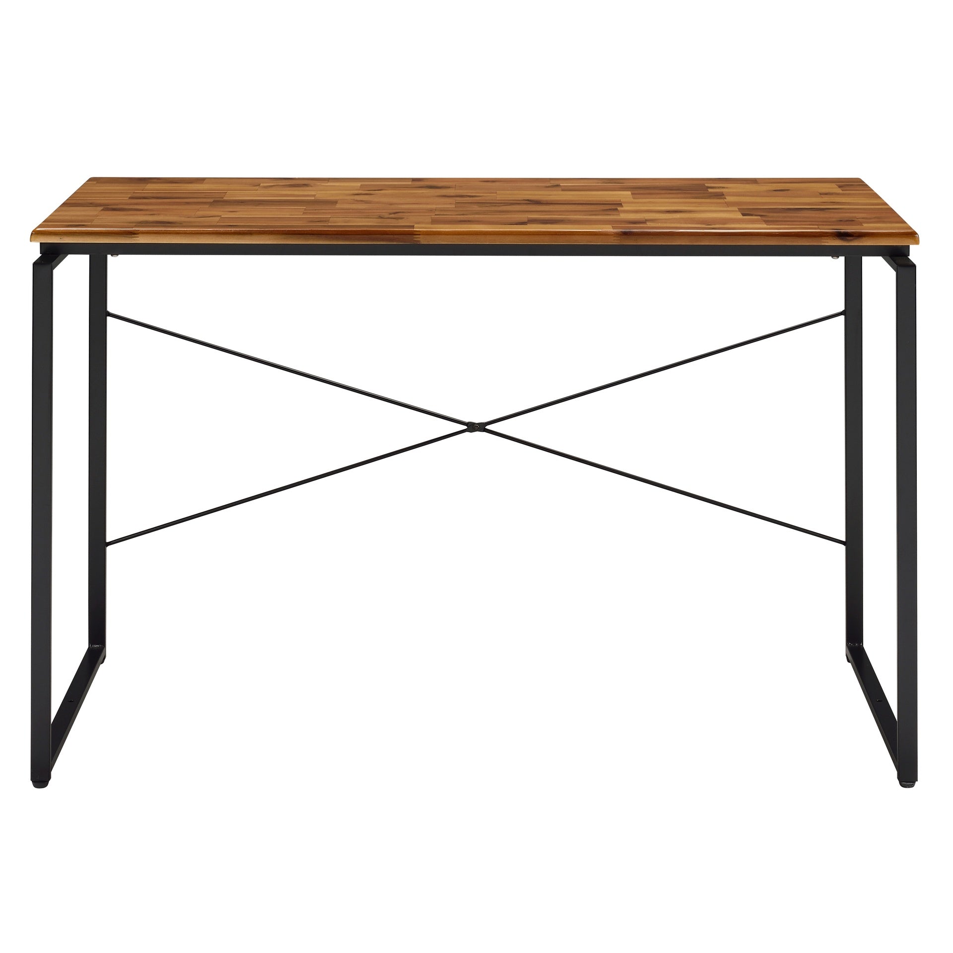 Oak and Black Writing Desk with Metal Sled Base