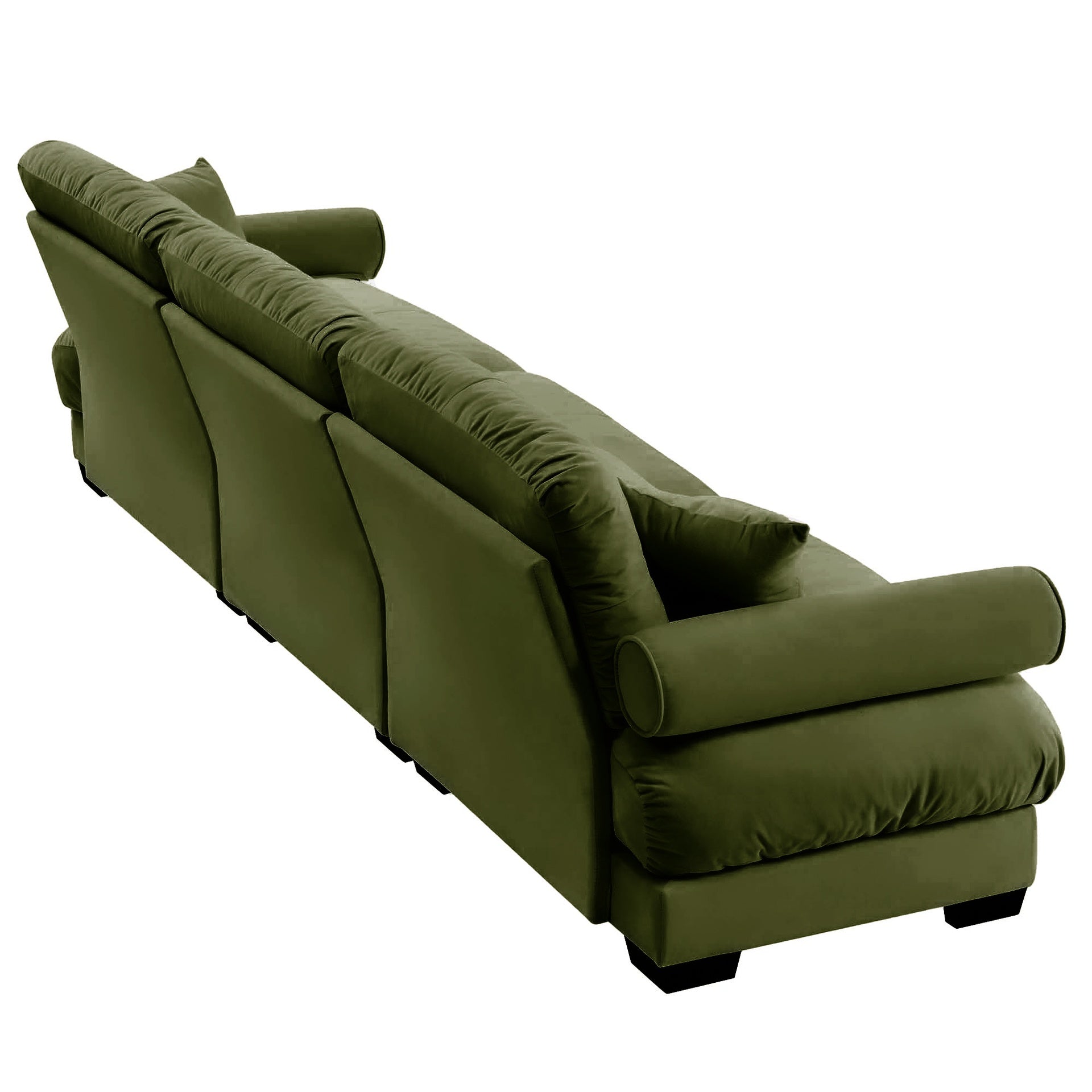 Extra Large  3 Seat Modern Velvet Sofa, Oversize Sofa, Clould Like Comfortable Seat and Back Support, With Waist Pillows and Throw Pillows, Olive green