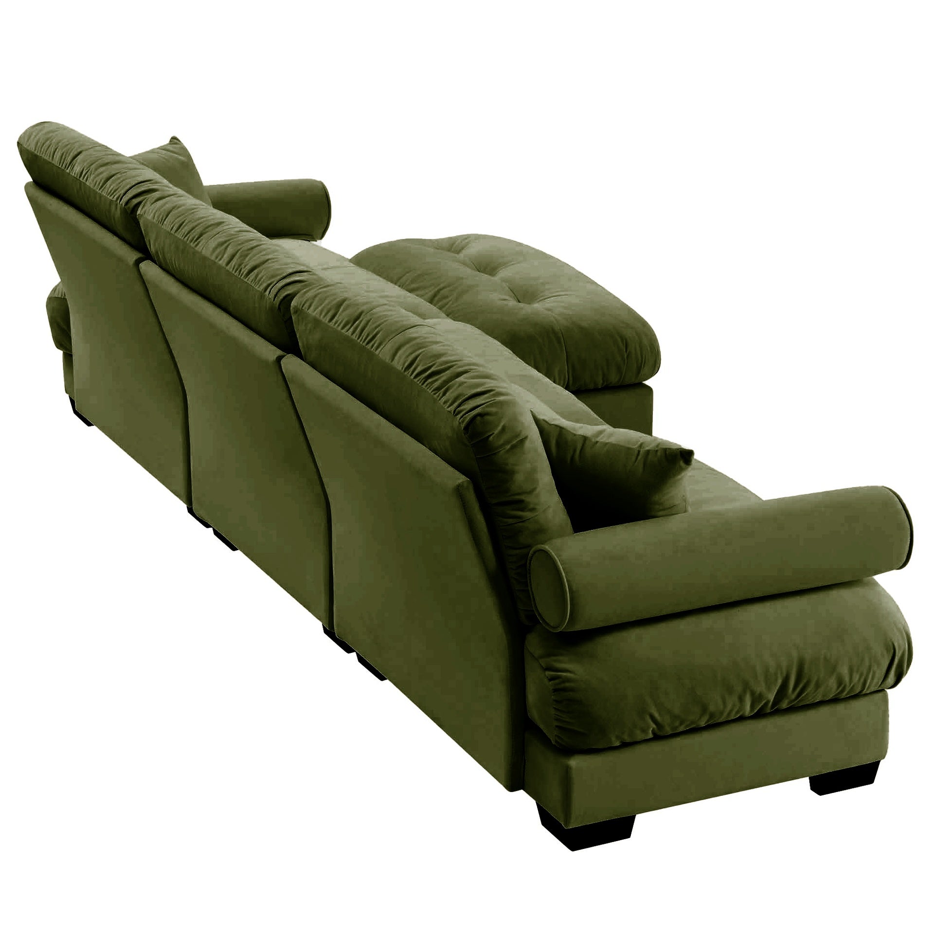 Super Comfort Oversized Modular Velvet Sectional Sofa Couch with Movable Ottoman,Corner Sectional with Bolstered Armrests, Deep Seat Cloud Couch, Convertible L Shaped Couch for Living Room Olive green