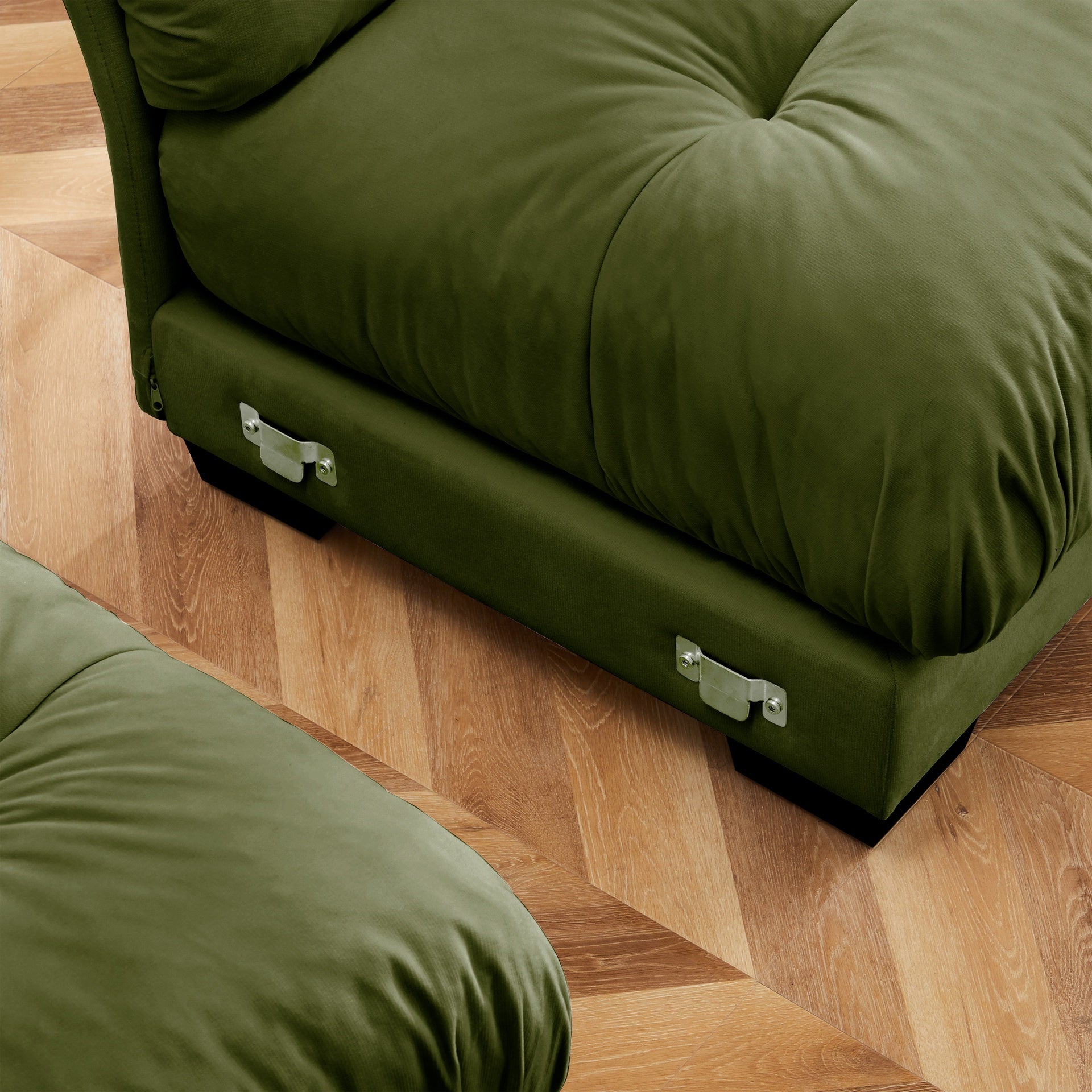 Super Comfort Oversized Modular Velvet Sectional Sofa Couch with Movable Ottoman,Corner Sectional with Bolstered Armrests, Deep Seat Cloud Couch, Convertible L Shaped Couch for Living Room Olive green