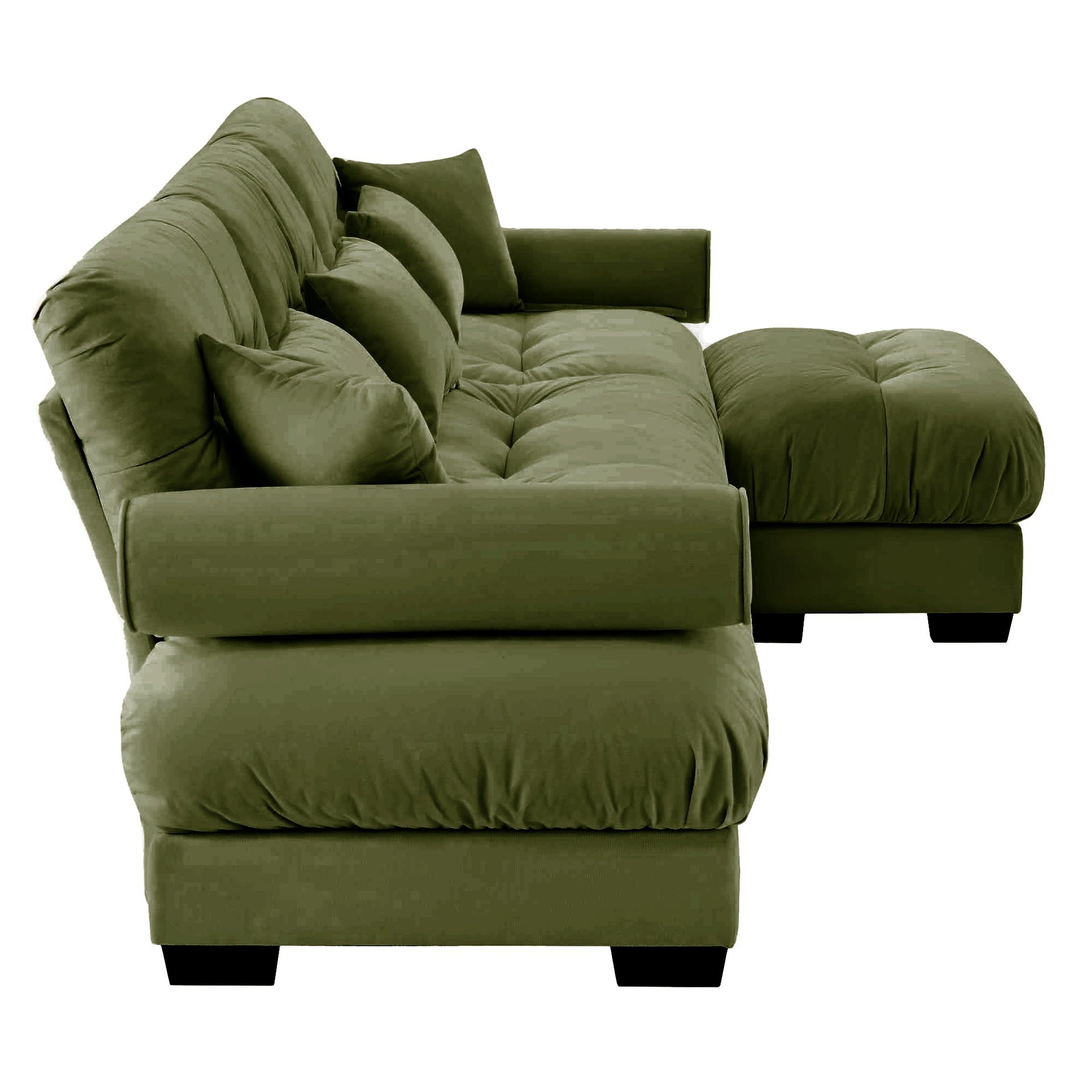 Super Comfort Oversized Modular Velvet Sectional Sofa Couch with Movable Ottoman,Corner Sectional with Bolstered Armrests, Deep Seat Cloud Couch, Convertible L Shaped Couch for Living Room Olive green