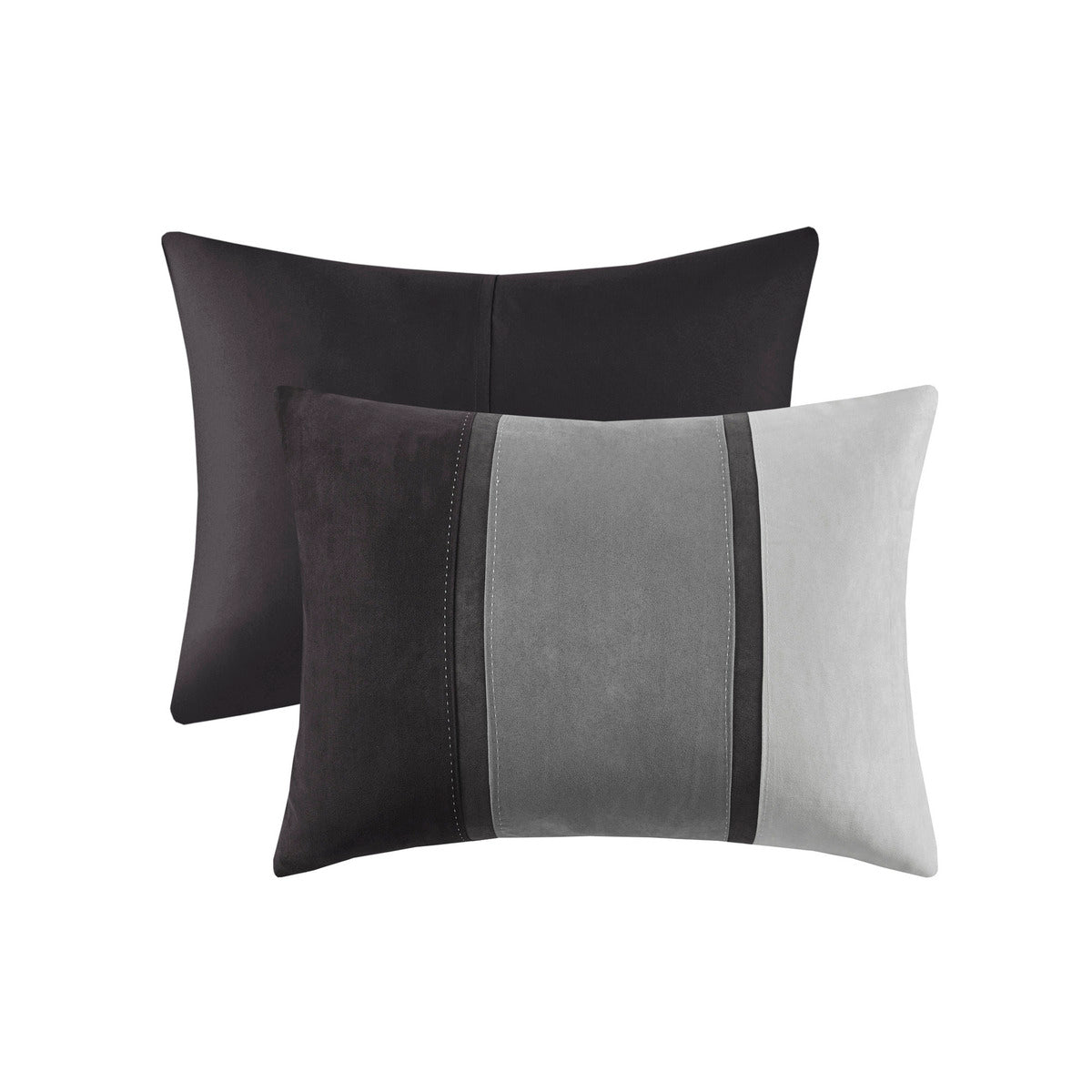 7 Piece Faux Suede Comforter Set Black Queen