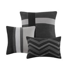 7 Piece Faux Suede Comforter Set Black Queen