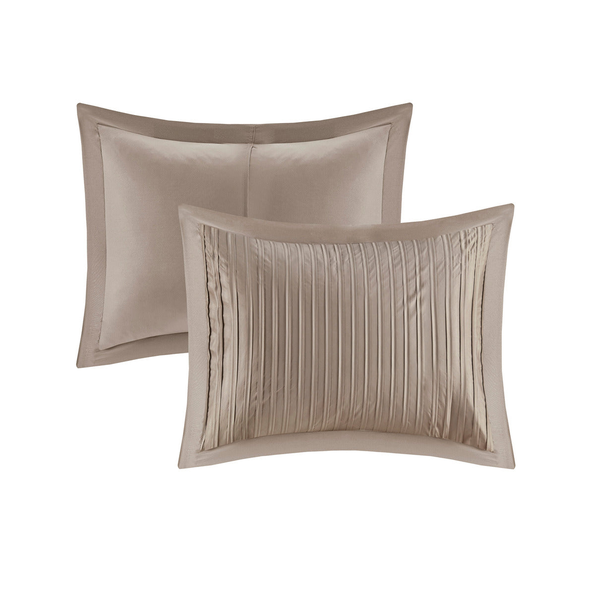 7 Piece Polyester Charmeuse Comforter Set Taupe Queen