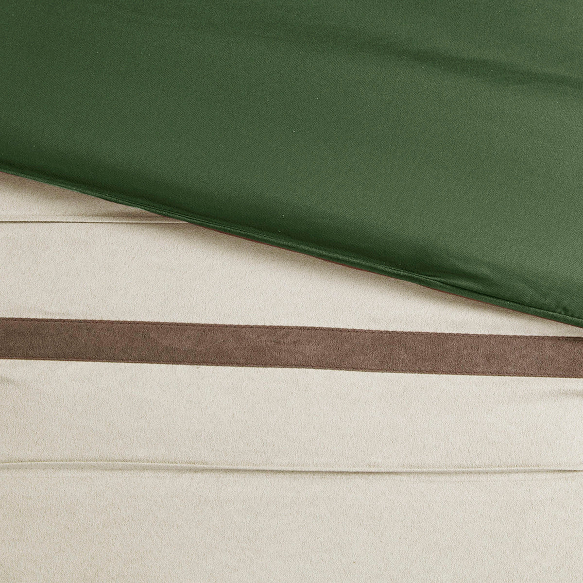 7 PC Pieced Faux Suede Comforter Set Green Queen